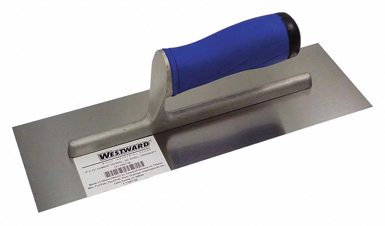 Westward Cement Trowel,12 x 4,Stl,ErgoSoft PP/TPR 13A736