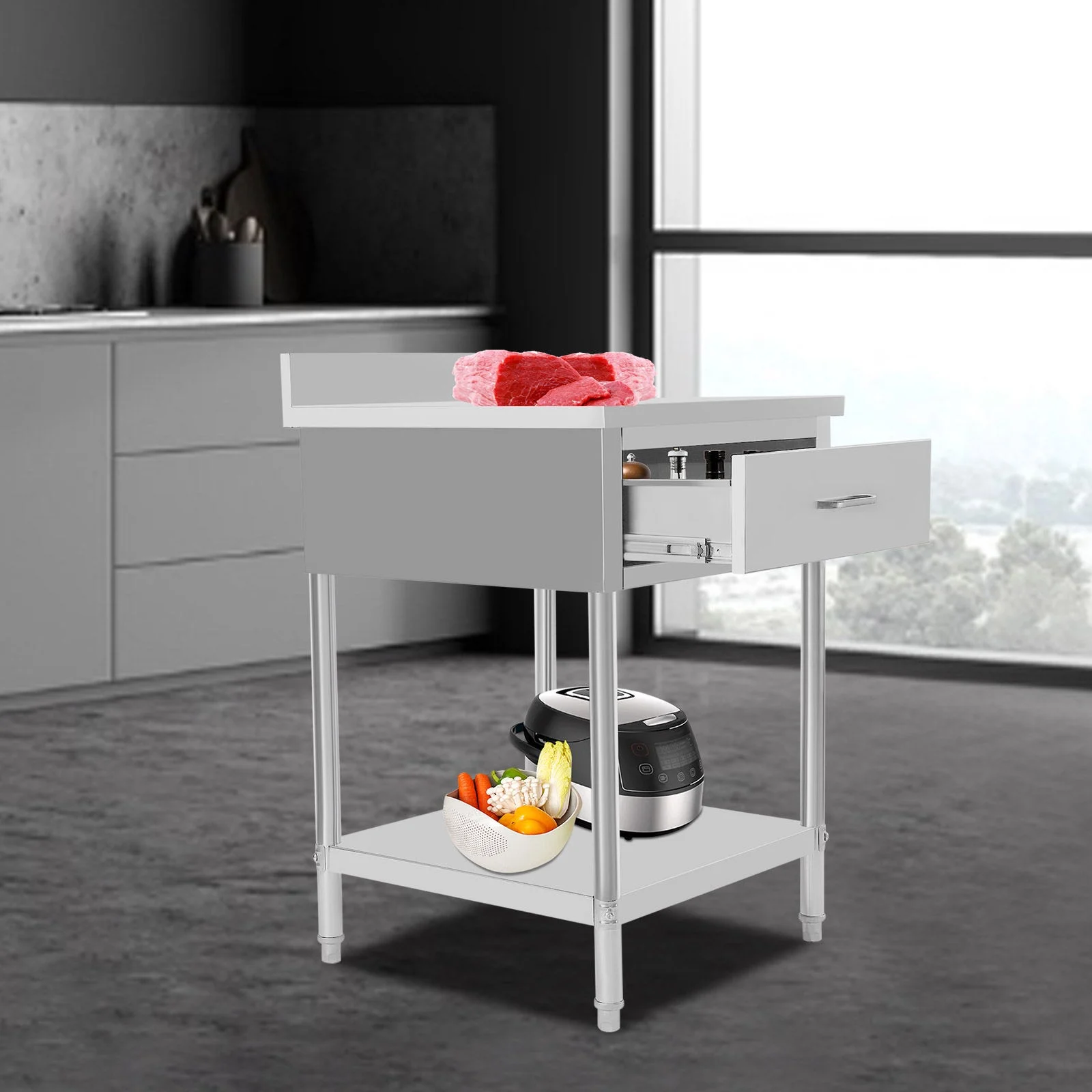 Wuzstar Commercial Worktable Workstation Stainless Steel Food Prep Worktable for Restaurant Hotel(24 x 24 Inch)