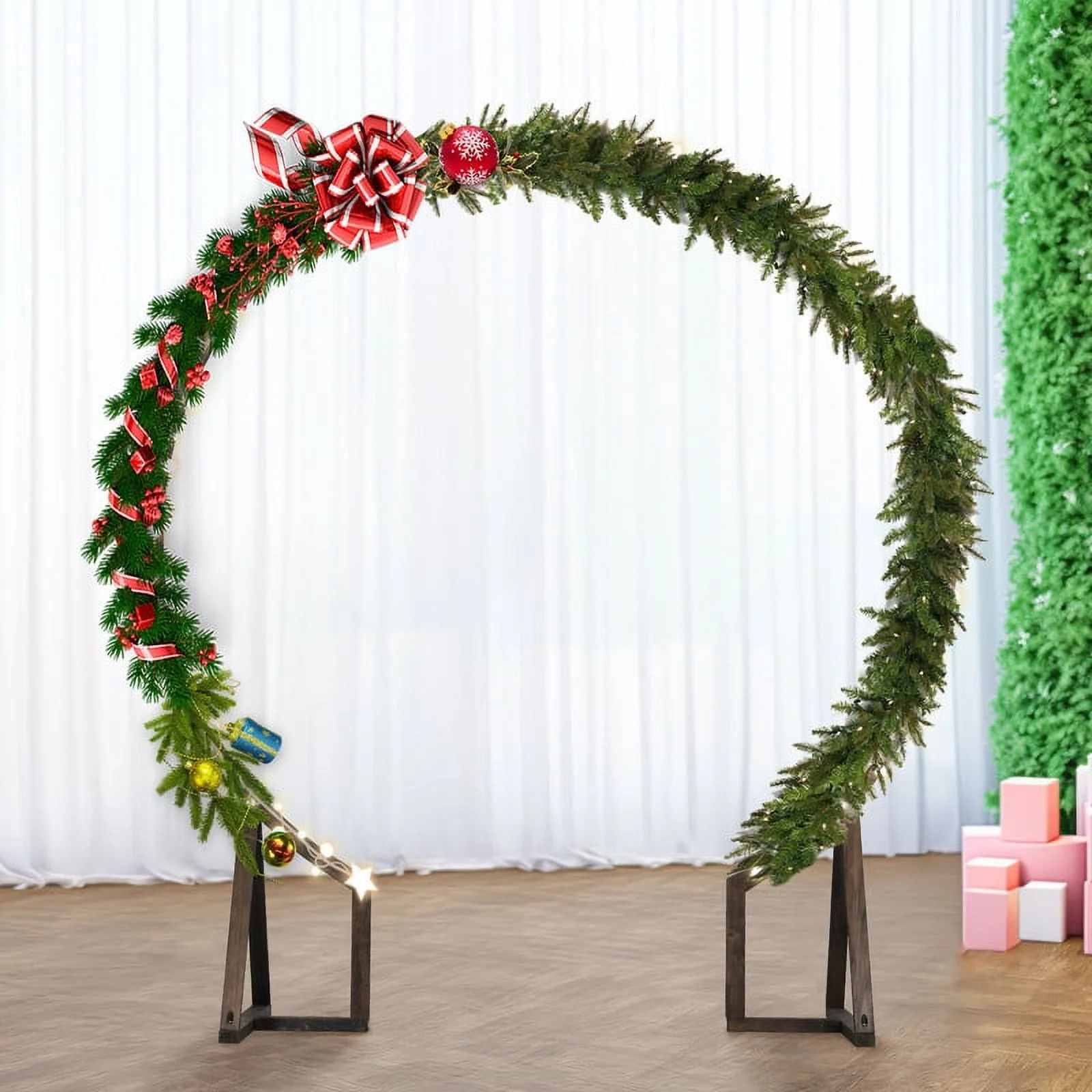 DWVO 7.2ft Wooden Wedding Arches, Solid Wood Wedding Party Decoration Arched with Flower for Ceremony, Wedding
