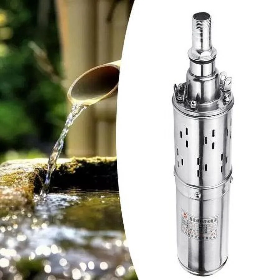 Pump Electric Deep Well Solar Submersible Water Pump DC12V Farm Ranch Well Water Pump DC Solar Deep Well Hole Power Water Pump Stainless Farm Submersible Power Pump Submersible Deep Well Water Pump