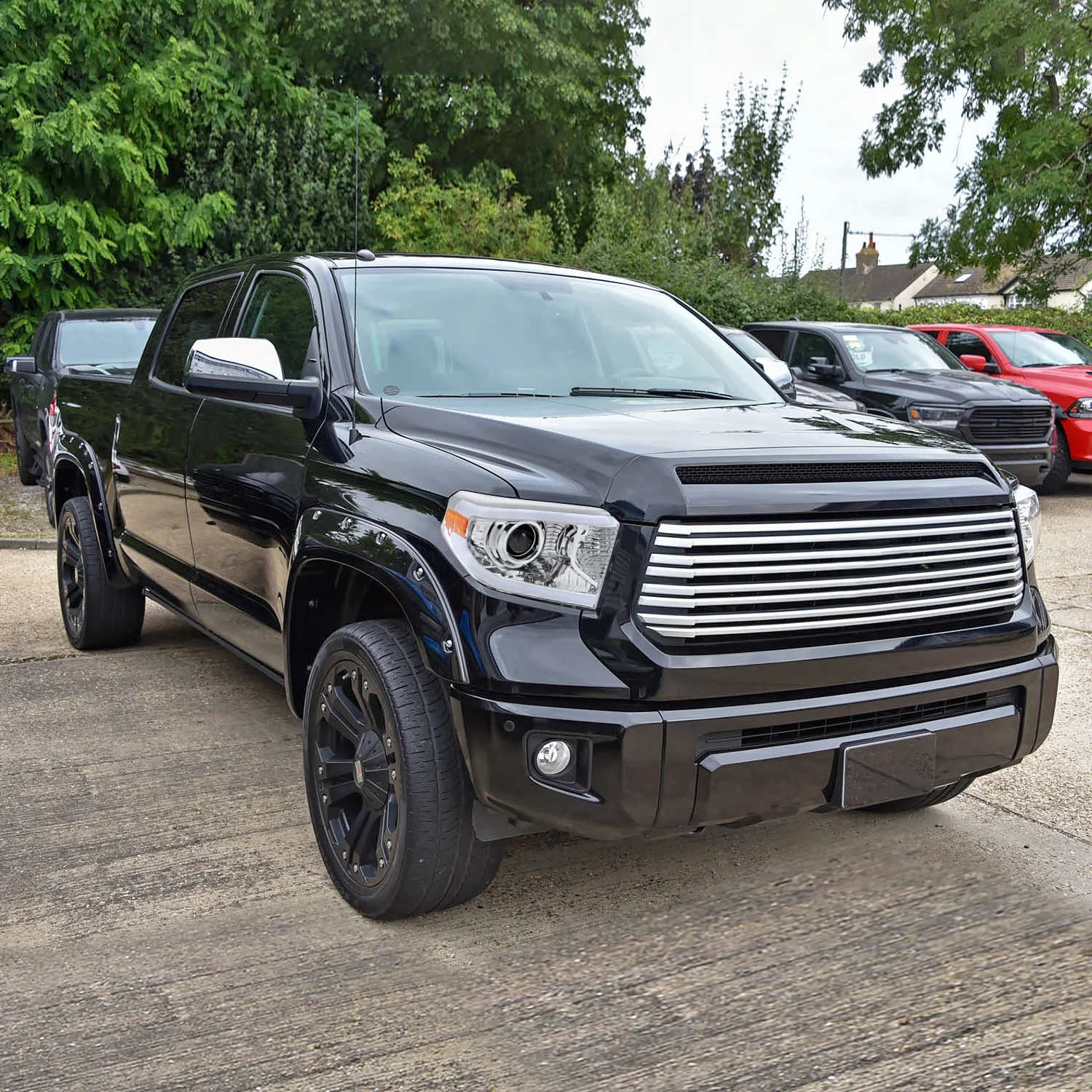 Spec-D Tuning Chrome Housing Clear Lens Projector Headlights with LED Tube Compatible with 2014-2021 Toyota Tundra, Left + Right Pair Headlamp Assembly