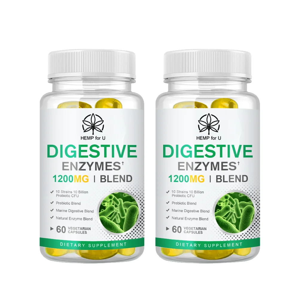 Digestive Enzymes w/ Prebiotic & Probiotics, Gas, Constipation & Bloating Relief - 60 Capsules