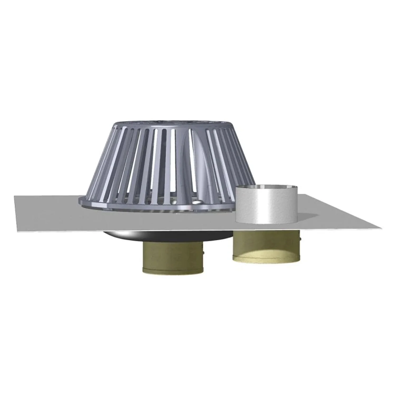 TPO Clad Stainless Steel Bottom Outlet Roof Drain with Overflow Fitting Size: 2