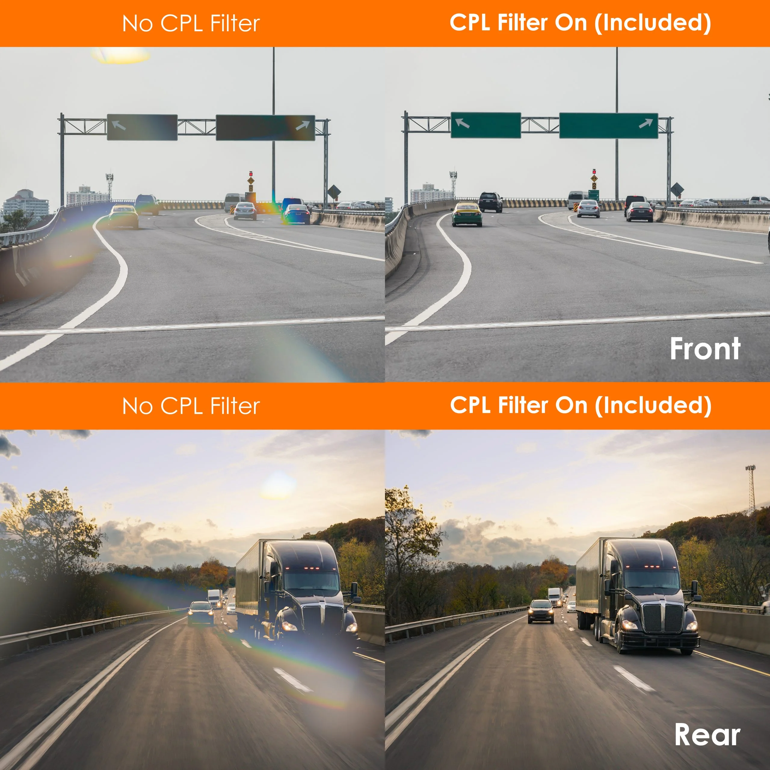 Rexing V1P SE 4K Dual Dash Cam w/GPS, Wi-Fi & 2pcs-CPL Filter, Front 2160p, Rear 1080p, and 64GB Memory Card Included