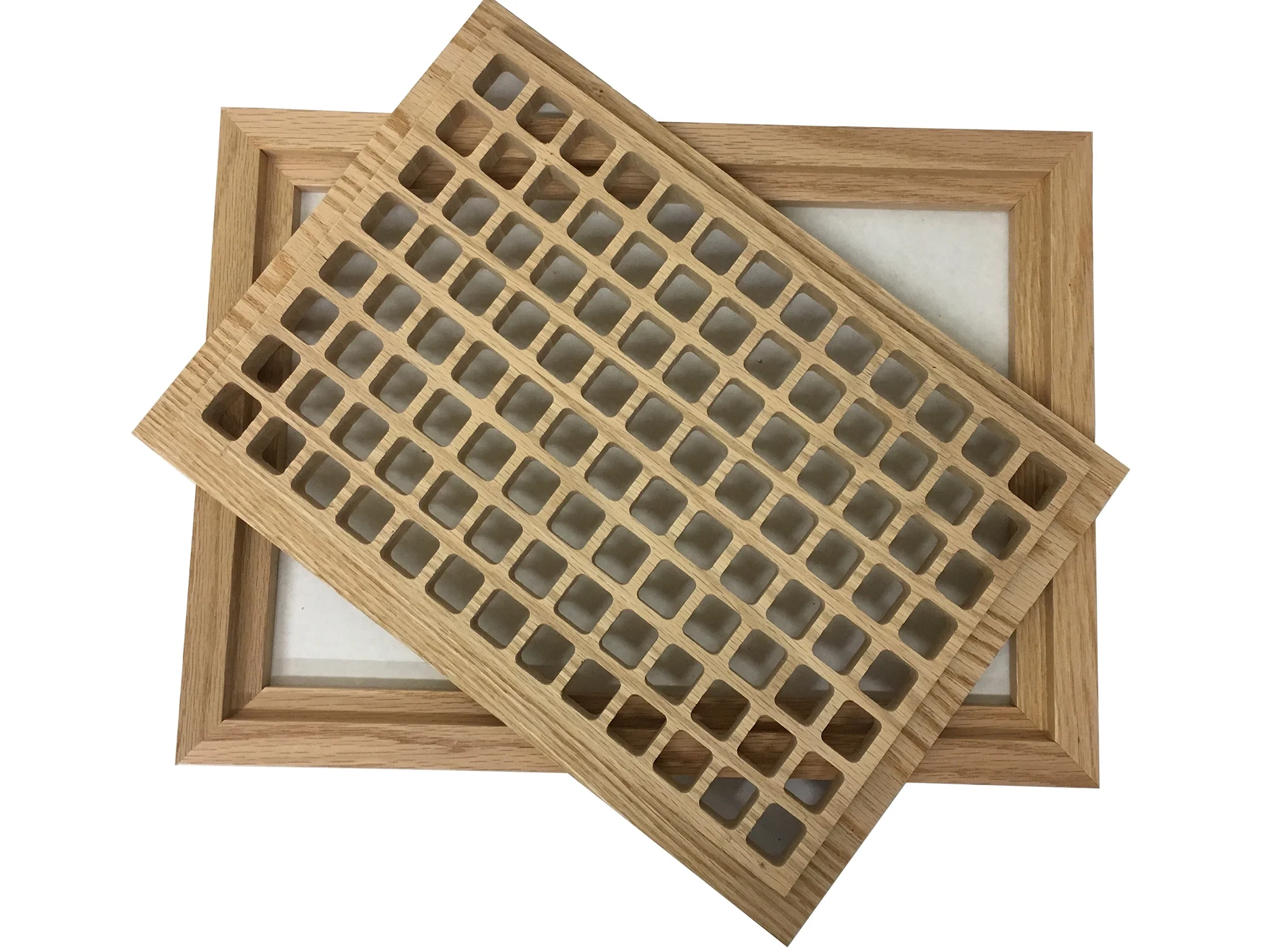 8 Inch x 12 Inch Red Oak Hardwood Vent Floor Register Flush Mount with Frame, Eggcrate Style, Unfinished