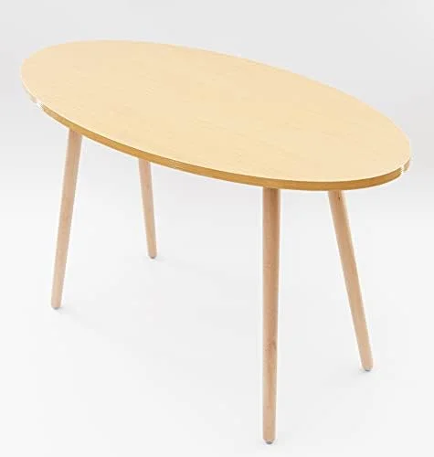 MQLIFEBOOM - Modern Oval/Round   End  for Small Places  Living Room  Office  Balcony  Industrial End  for Coffee  Laptop - Brown Oval Coffee