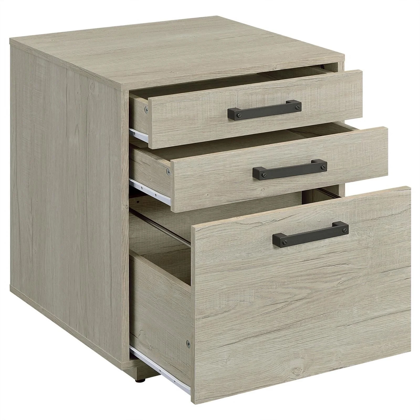 Pemberly Row 3-drawer Modern Wood Square File Cabinet in Whitewashed Gray