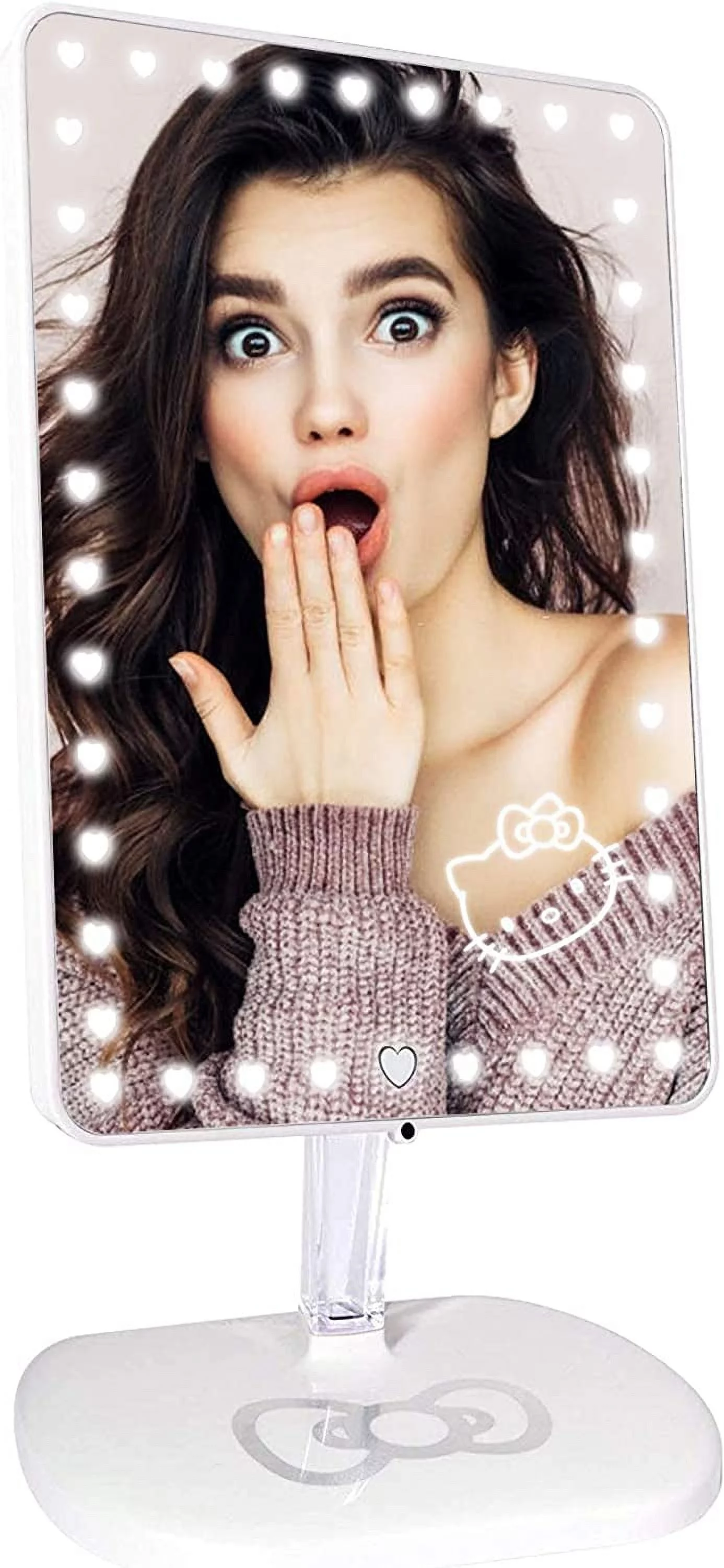 Impressions Vanity Hello Kitty Touch Pro Makeup Mirror with 360 Degree Rotation, Touch Sensor Vanity Mirror with LED Lights and USB Charging Port (Pearl White)