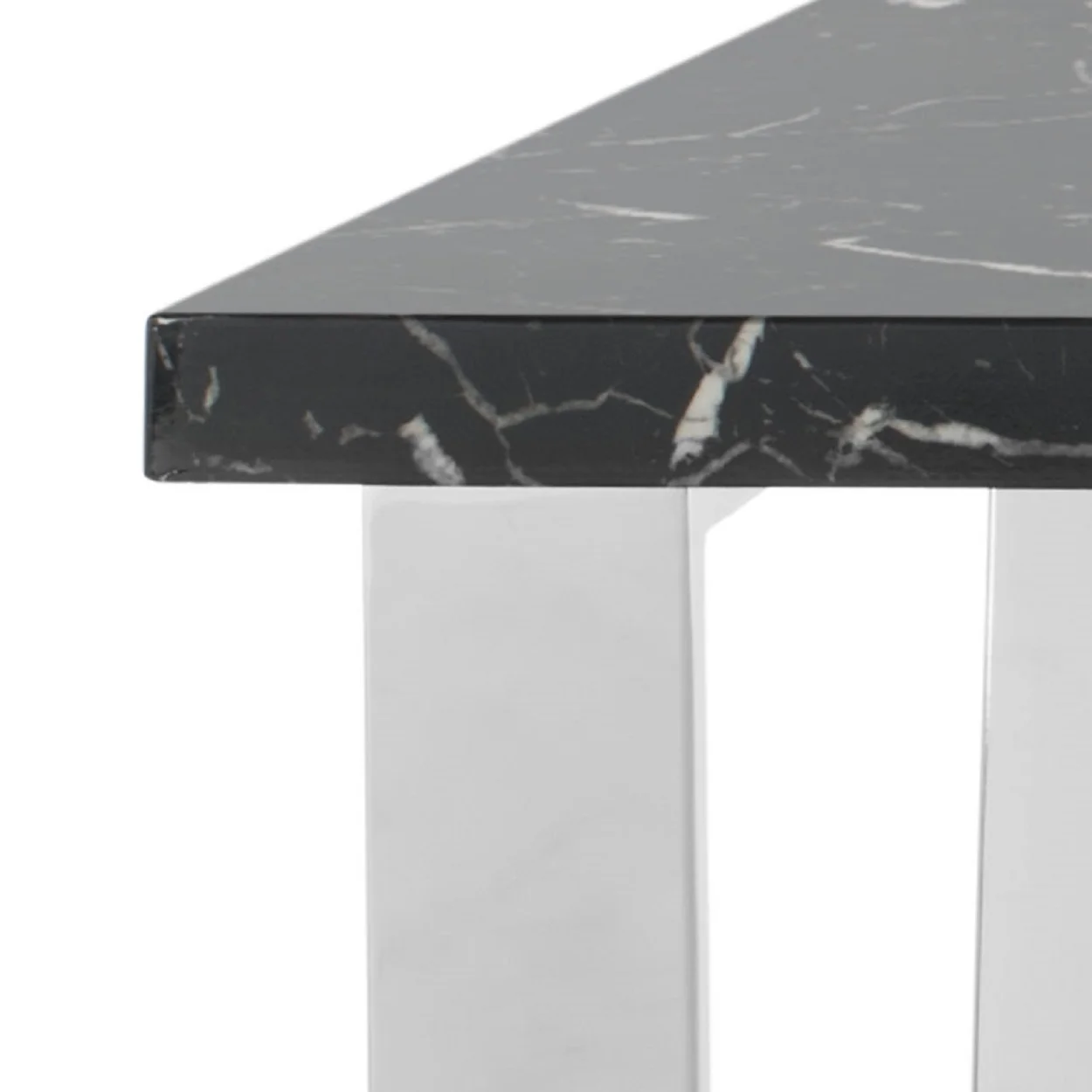 SAFAVIEH Carmen Modern Glam Square Coffee Table, Black Marble/Chrome