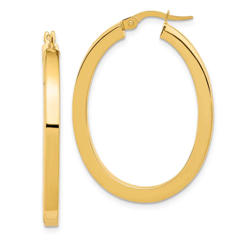 Primal Gold 14 Karat Yellow Gold Polished Oval Hoop Earrings