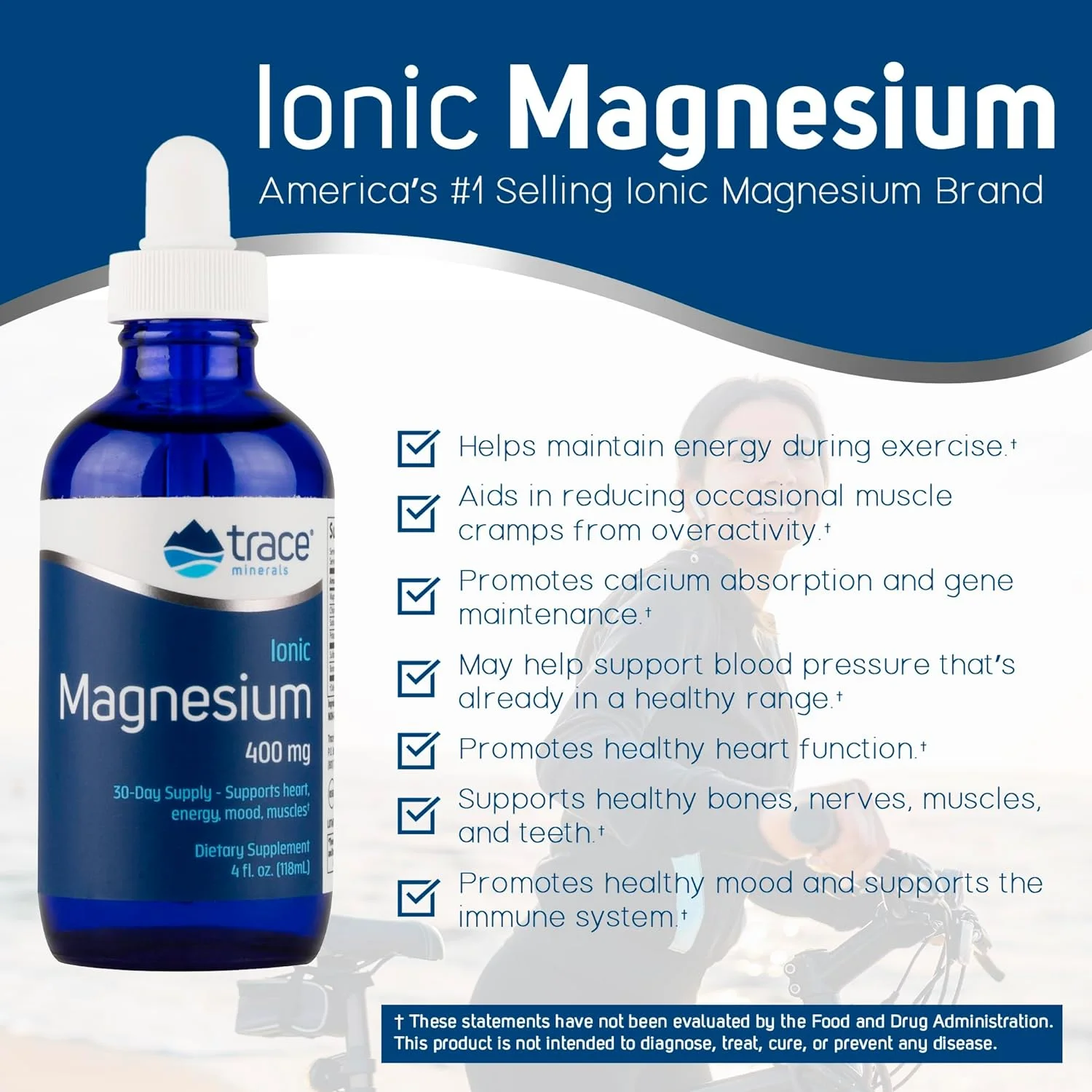 Trace Minerals | Liquid Ionic Magnesium 400 mg | Helps Maintain Essential Body Functions | 4 fl oz (32 Servings)