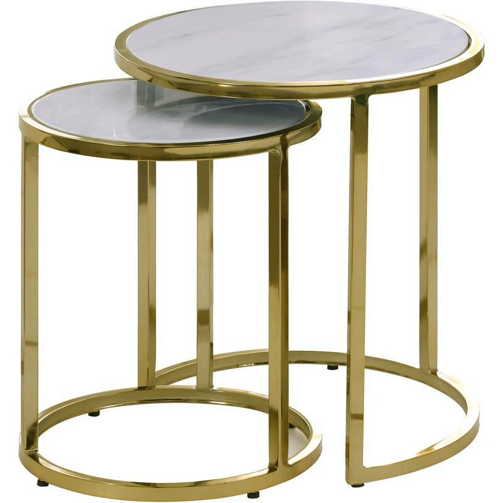 Meridian Furniture Massimo Contemporary Marble End Table in Gold