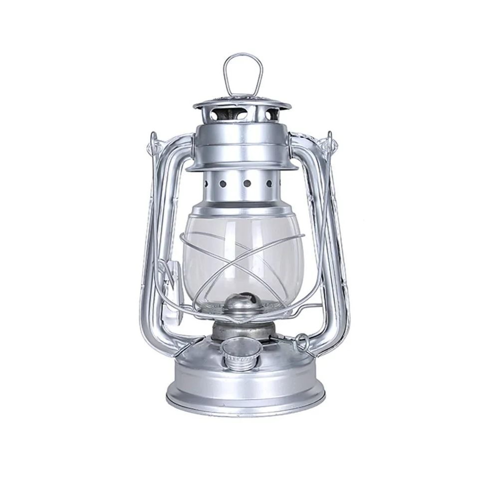 7.5 Inch Oil Lamps,Vintage Kerosene Oil Lantern,Hurricane Lamp, Decorative Kerosene Lamp,Hanging Lantern for Outdoor Indoor Emergency Camping SILVER 19CM