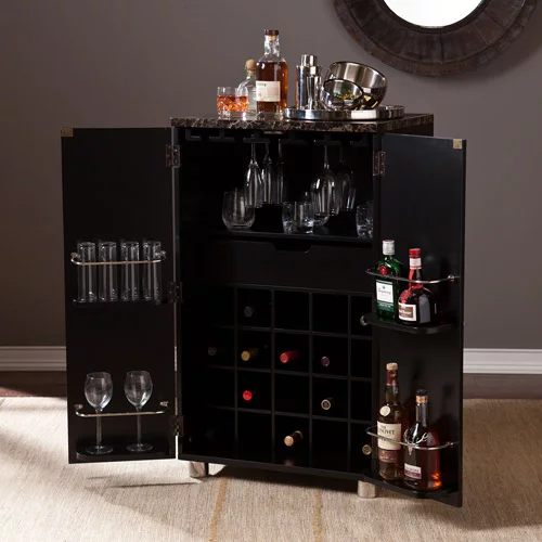 Sheena Contemporary Bar Cabinet, Black