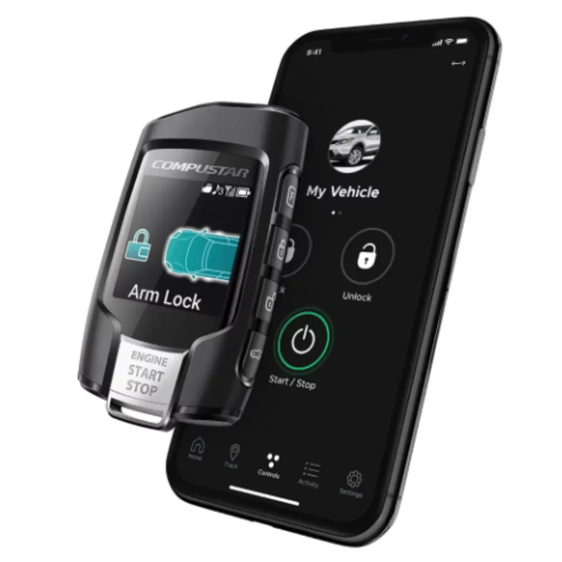 Compustar CSX2WQ900-A Security 5-Button 2-Way 3000' Alarm Keyless System w Drone