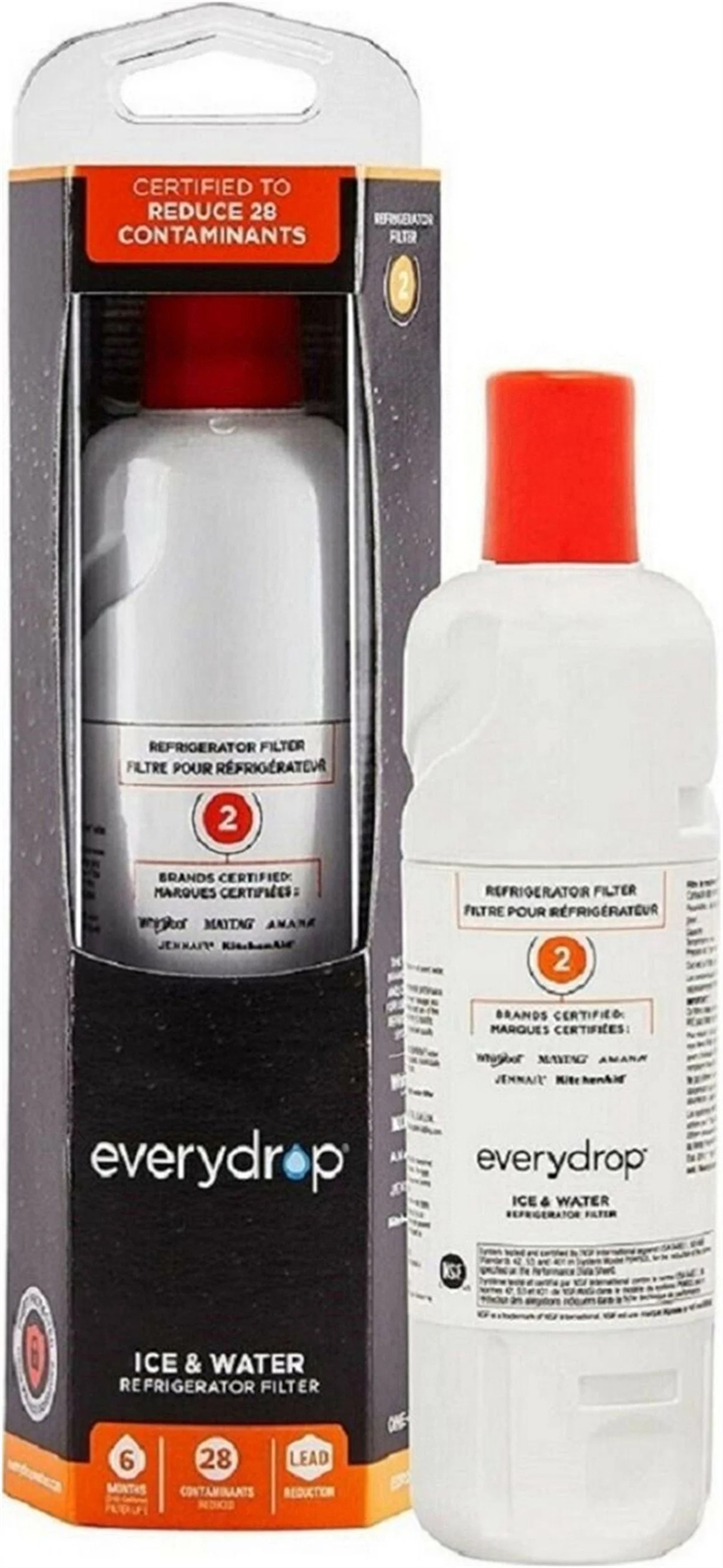 EDR2RXD1 Water Filter Replacement 2 Compatible with W10413645A W10413645 469082 46-9082 9082 469903 46-9903 9903 P6RFWB2 P6WB2L and P6WB2NL, 1Pack
