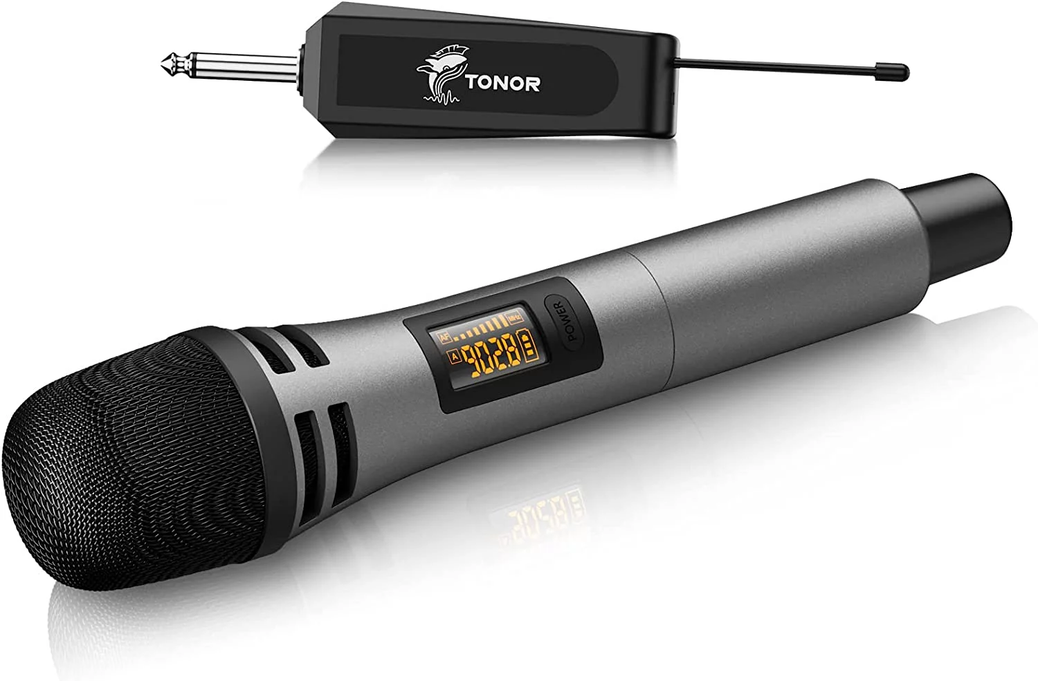 Wireless Microphones, TONOR UHF Handheld Cordless Dynamic Mic with Rechargeable Receiver TW310 Grey