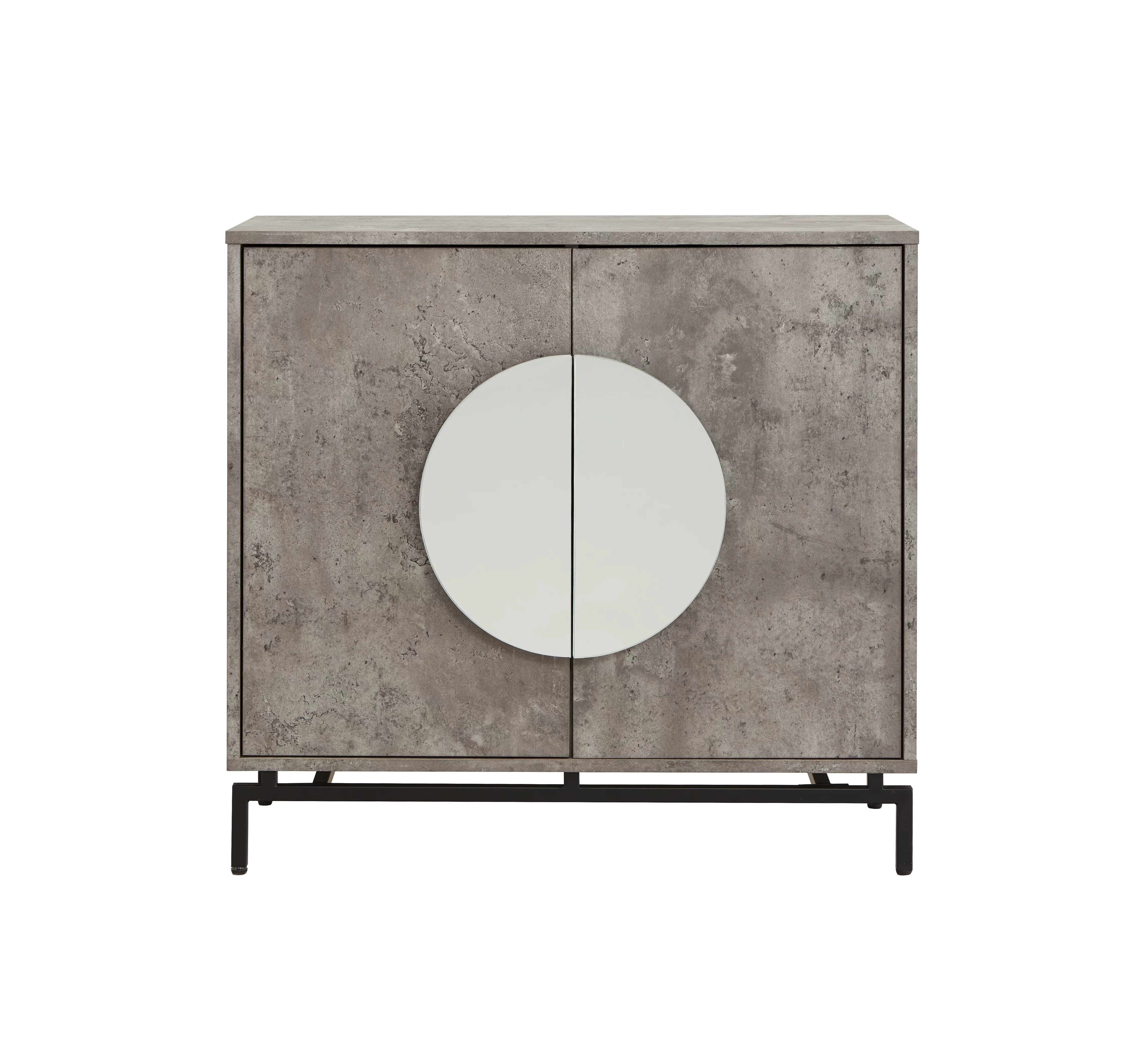 Home Source Cement Console Bar Cabinet with Half Moon Handles