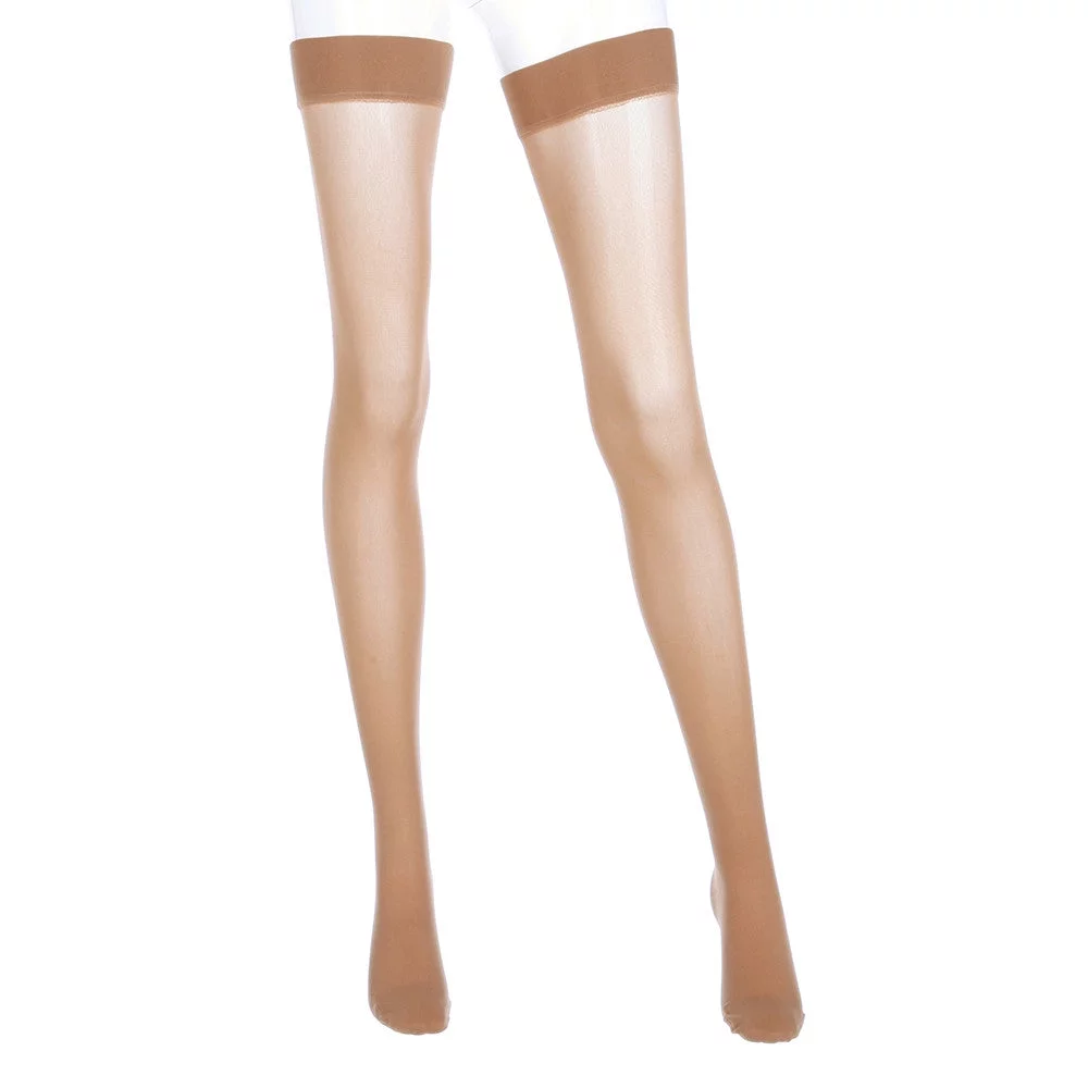 medi assure for Men & Women, 20-30 mmHg Thigh High w/Silicone Top Band Closed Toe Compression Stockings, Beige, Large-Standard