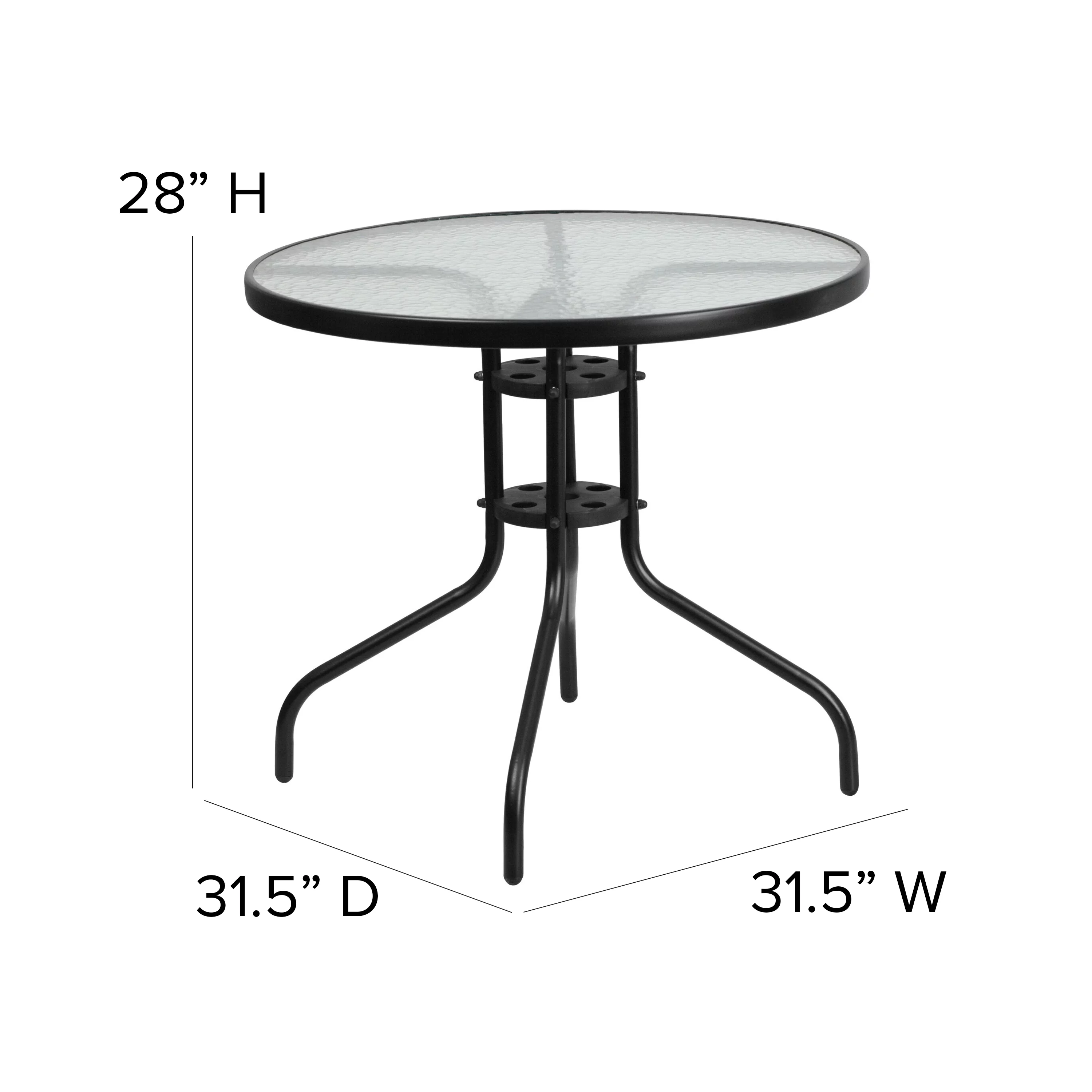 Flash Furniture 31.5'' Round Tempered Glass Metal Table