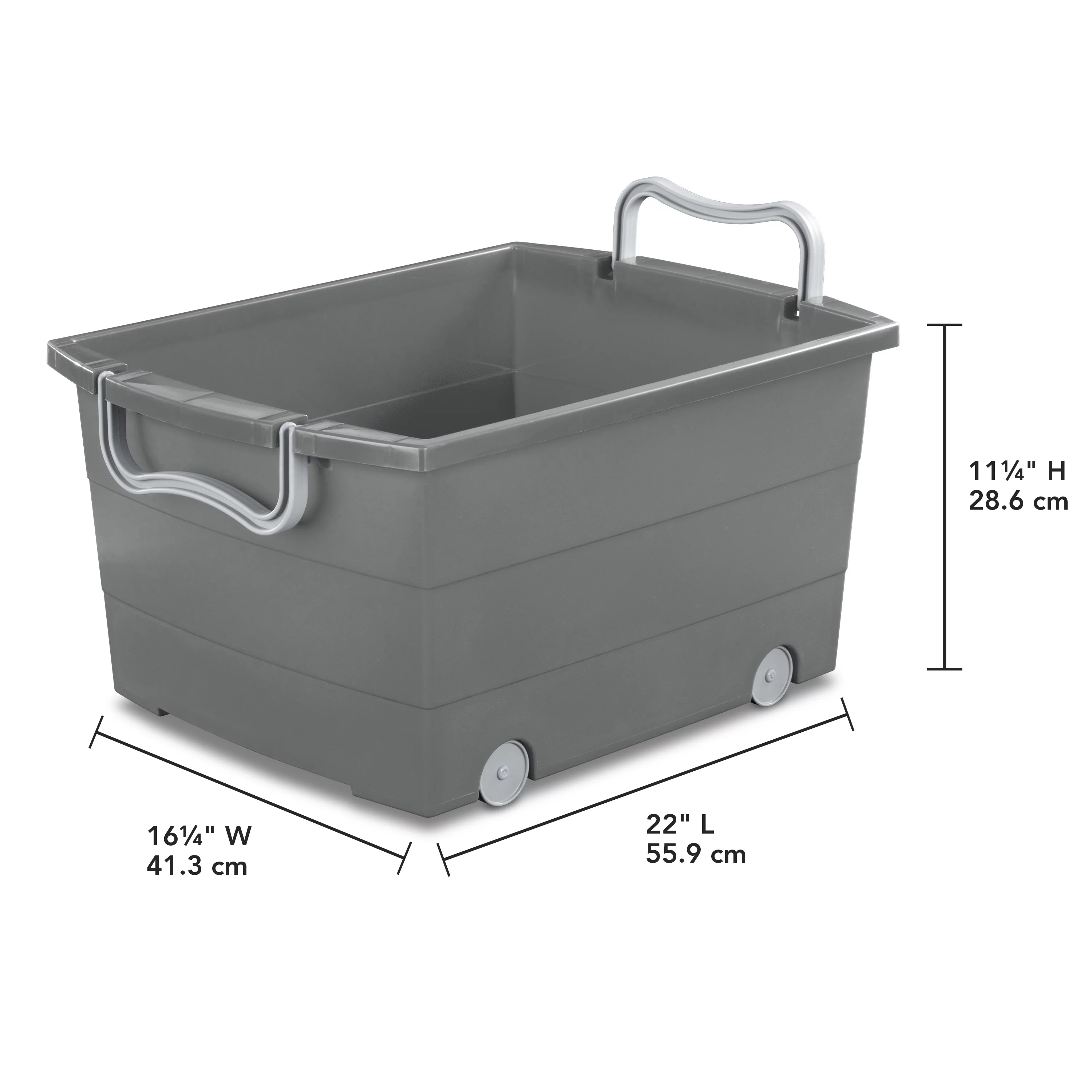 Your Zone Wheeled Stacking Bin Plastic, Gray Flannel, Set of 2