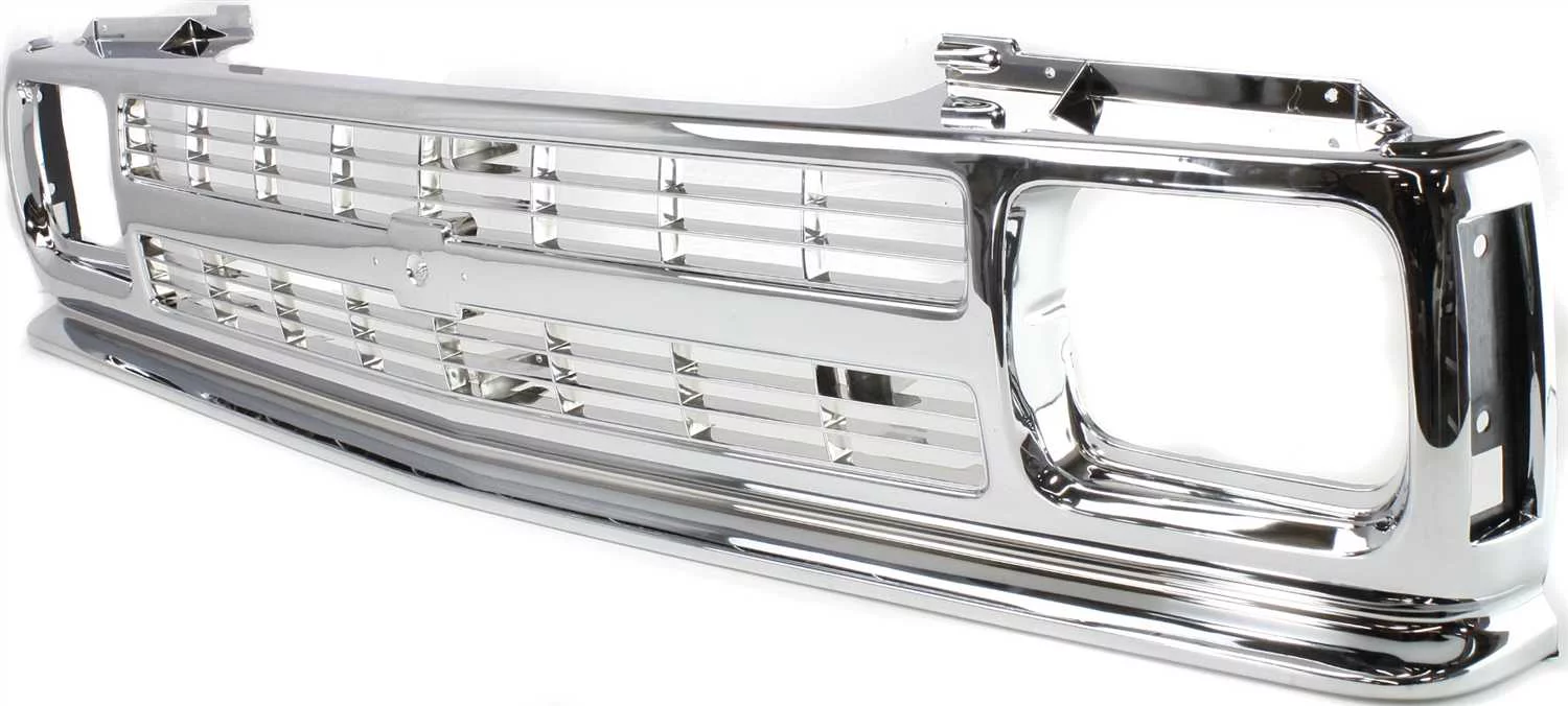 Grille Assembly Compatible with 1991-1993 Chevrolet S10 1991-1994 Blazer Chrome Shell and Insert