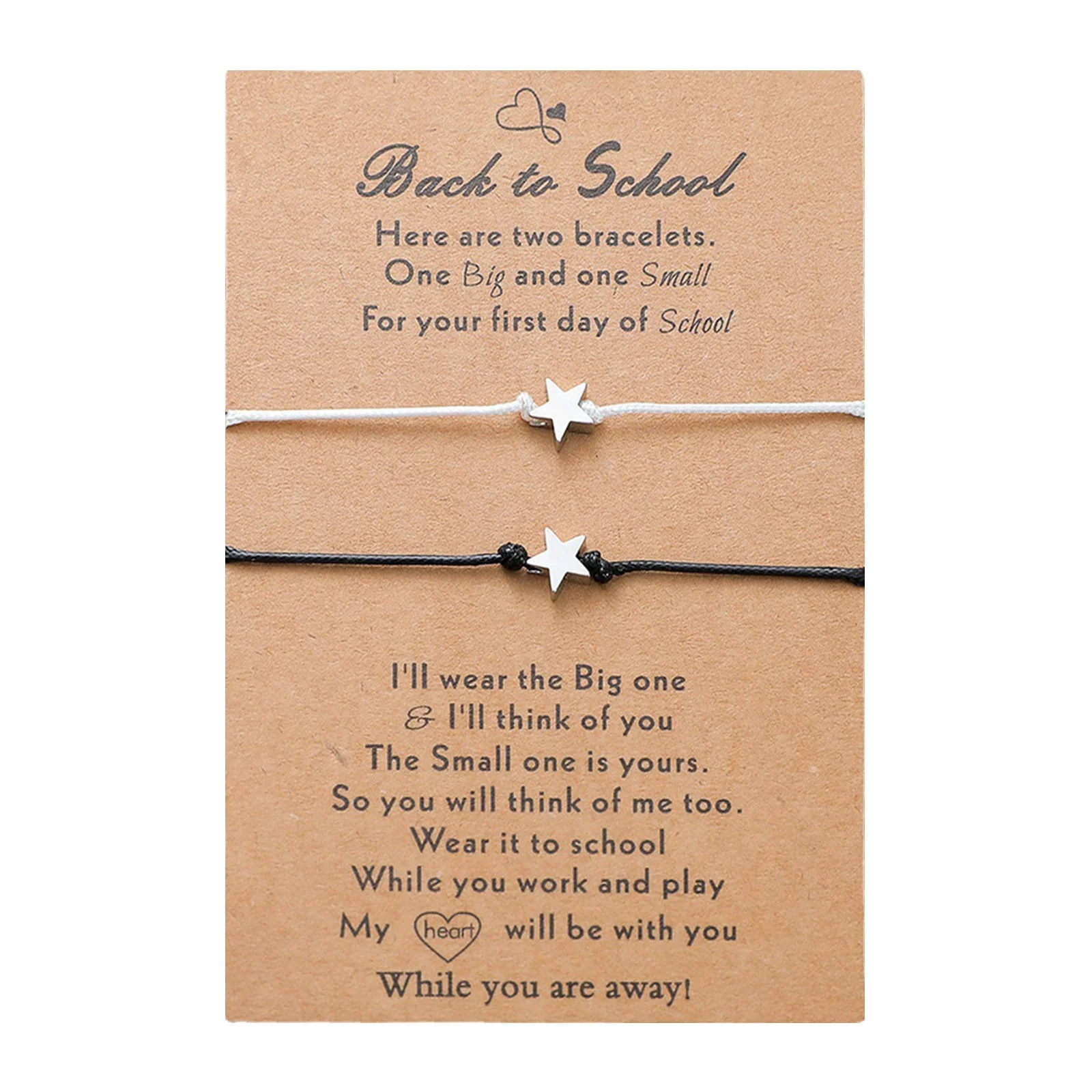 BOLUOYI Graduation Dress 2Pcs Star Bracelet Back to School Gift Bracelet Plus Card Back to School Gifts Bracelet Set for 2 First Day of School Bracelet Mommy and Me Bracelets for Mother