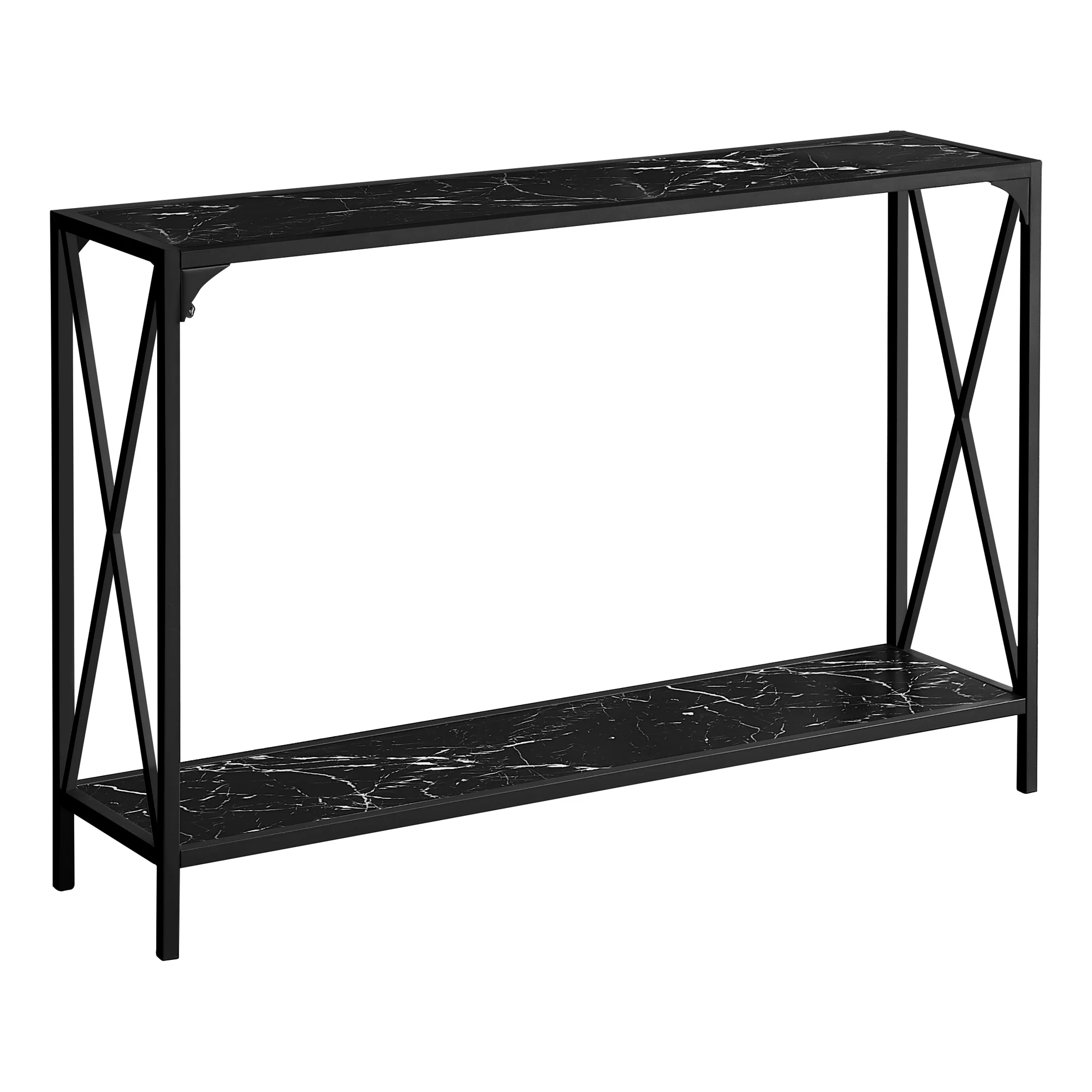 Monarch Specialties Accent Table, Console, Entryway, Narrow, Sofa, Bedroom, Black Marble Look