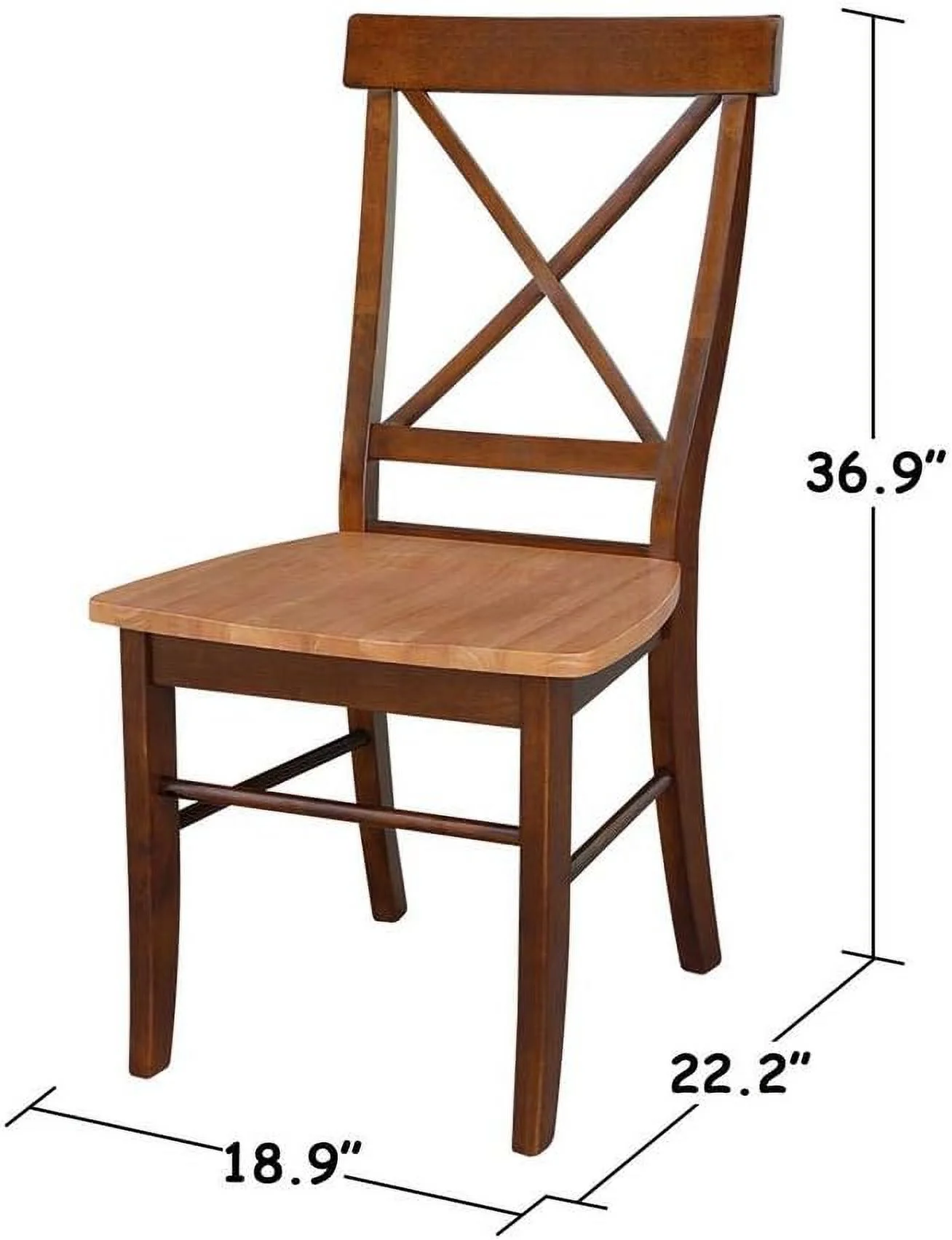 Set Of Two X-Back Dining Chair, Pecan