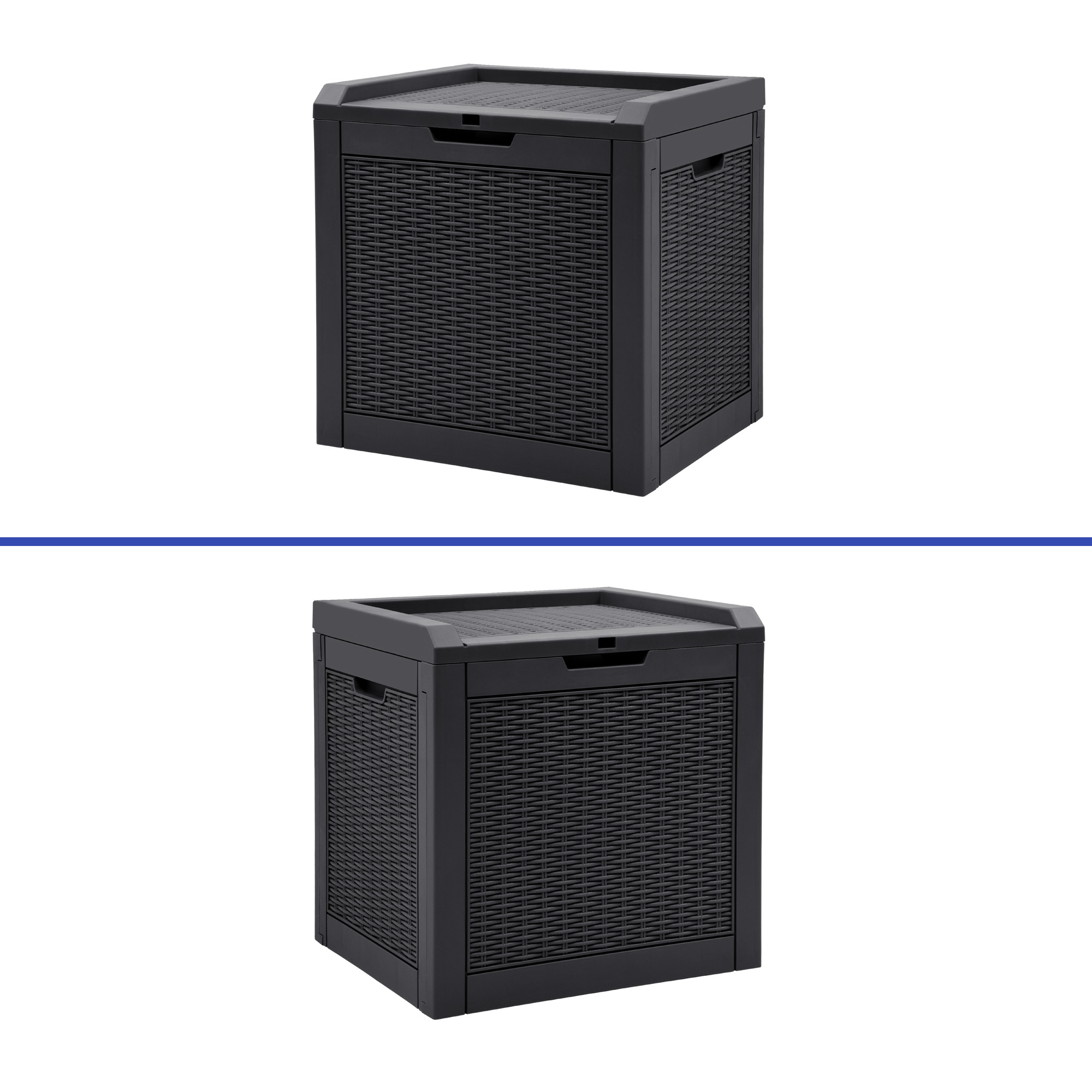 ModFusion Waterproof Resin Rattan 32 Gallon Deck Box with Lockable Lid - Black