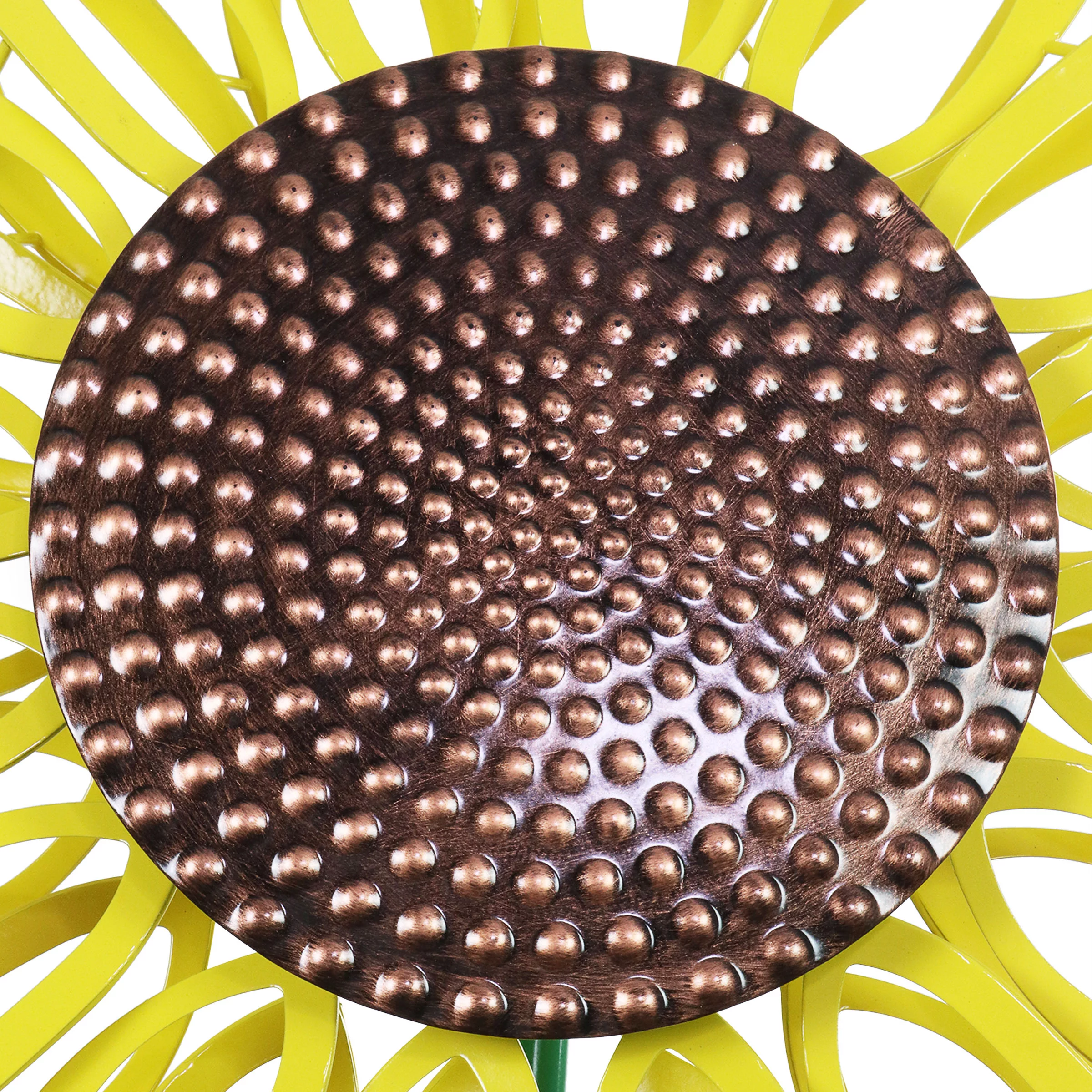 Exhart Giant Metal Kinetic Yellow Sunflower Dual Spinning Garden Stake, 24 by 72 inches