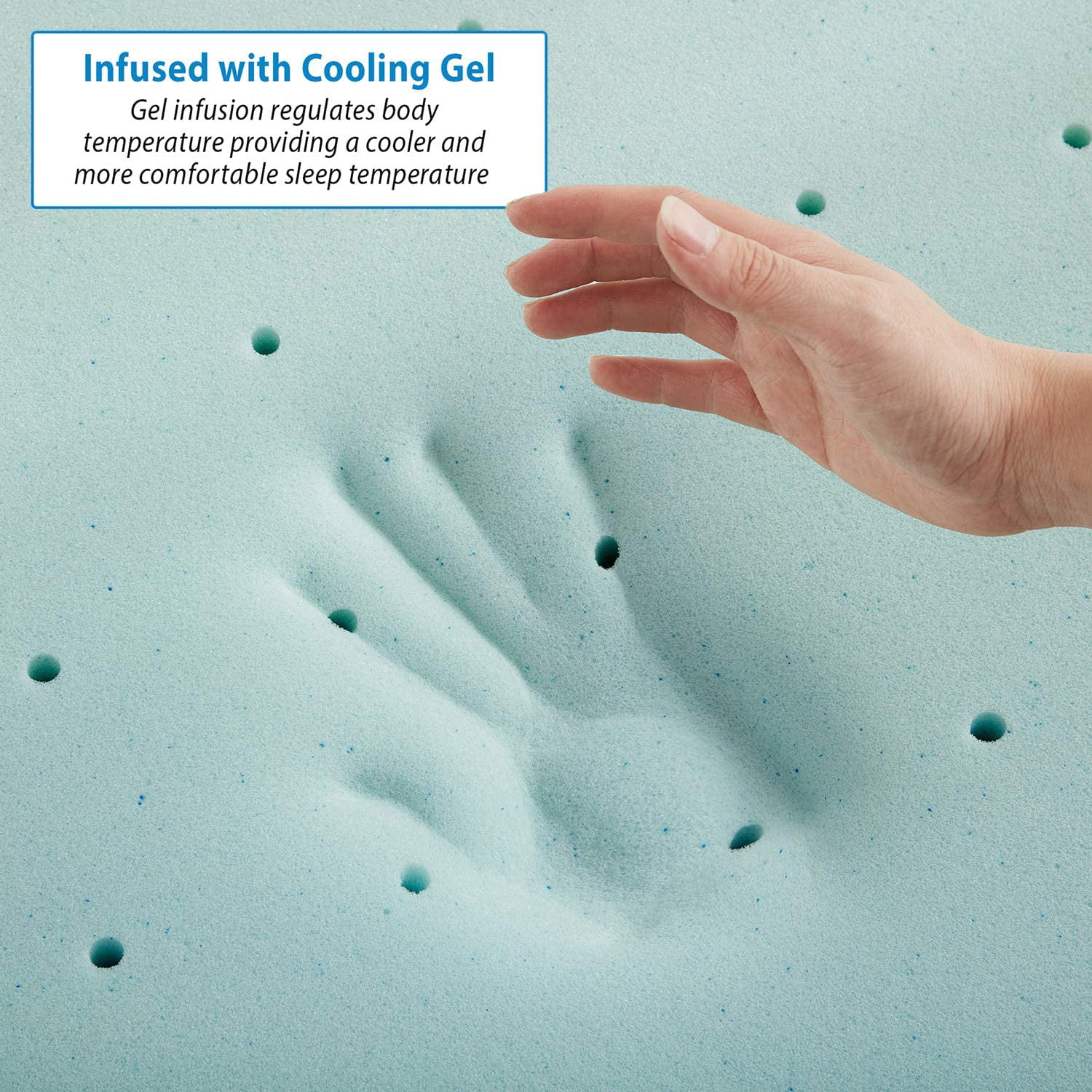 YANRUI Bedding Mattress Topper, 3 Inch Memory Foam Topper, Gel Infused Memory Foam Mattress Topper, Ventilated Design Mattress Pad, Twin, Blue