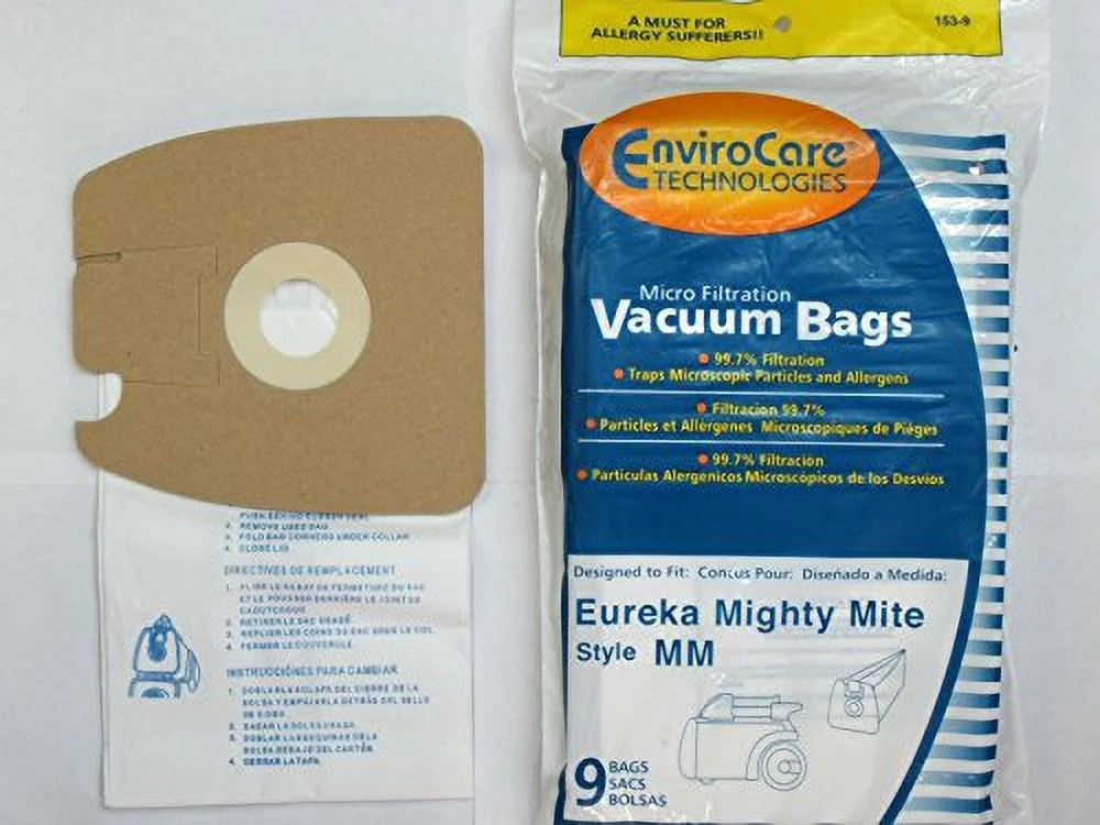 9 micro filtration vacuum bags Style MM replace 60295A 60295B fit Eureka MM Mighty Mite 3670 3680 Canister