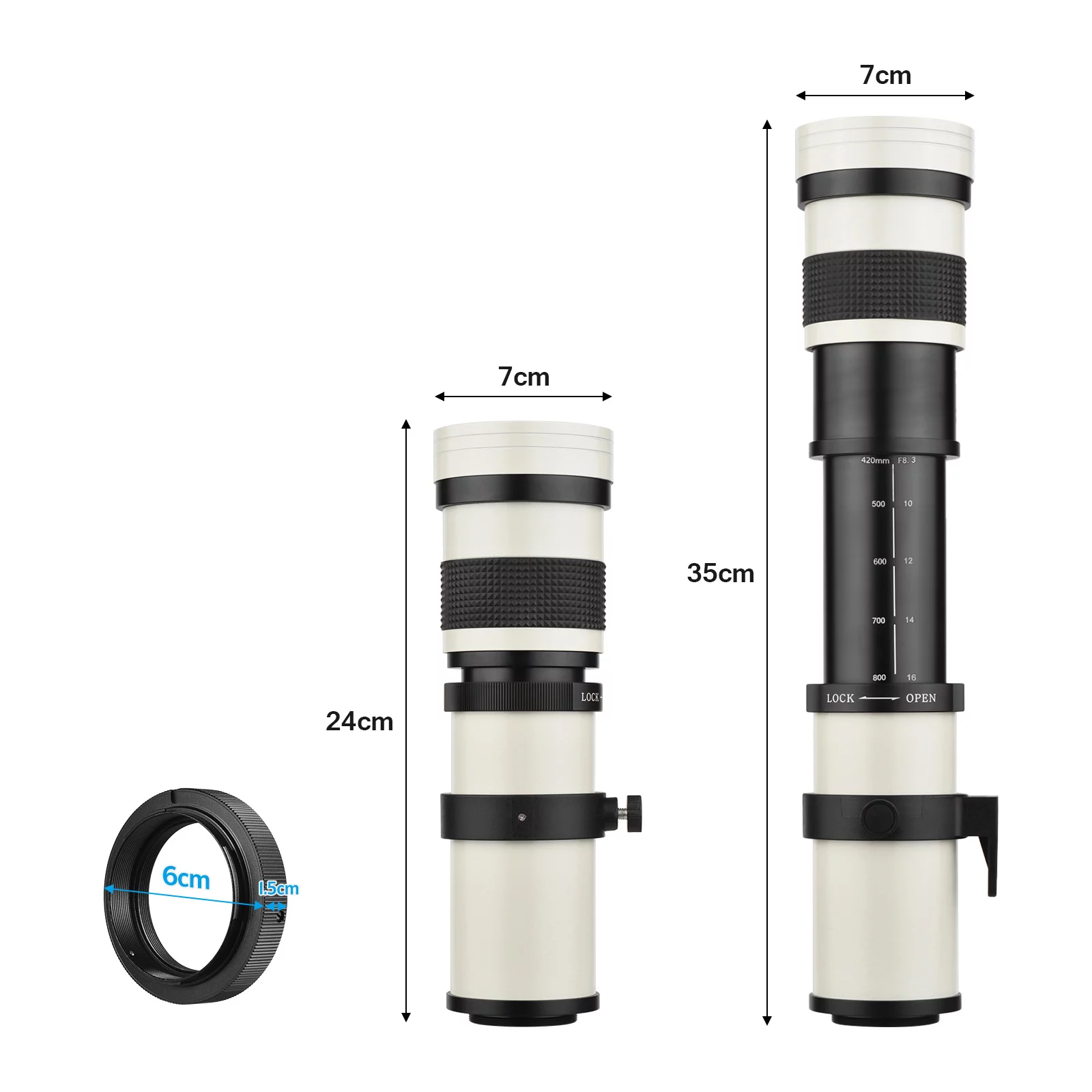 ammoon Lens,Lens Af-mount Camera Mf Super Lens F/8.3-16 420-800mm Super Lens Af-mount Adapter A700 A300 A350 A500 A100 Lens Camera Adapter Universal T2 Mount Universal 1/4 A55 A33 A550 Mount Af-mount