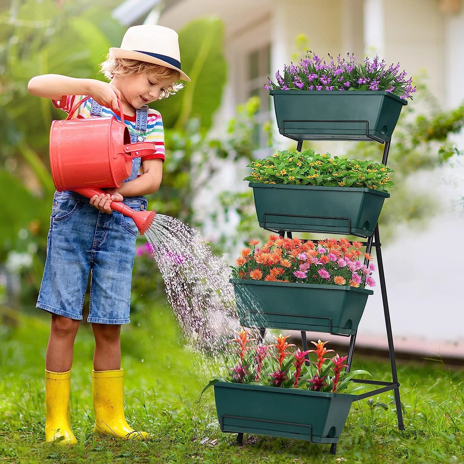 4 Tier Vertical Elevated Garden Bed Planter, Green
