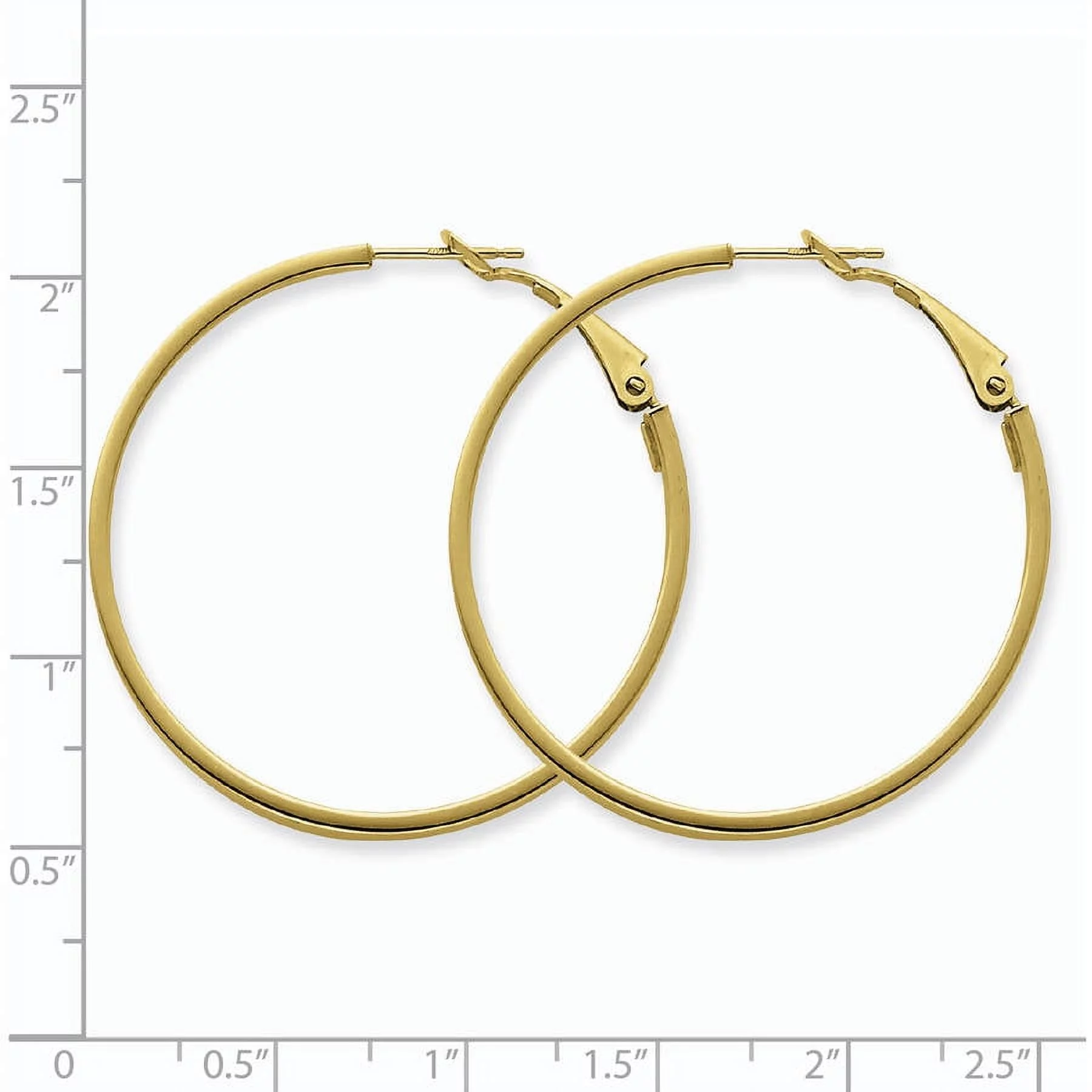 Primal Gold 14 Karat Yellow Gold 3mm x 35mm Polished Round Hoop Earrings