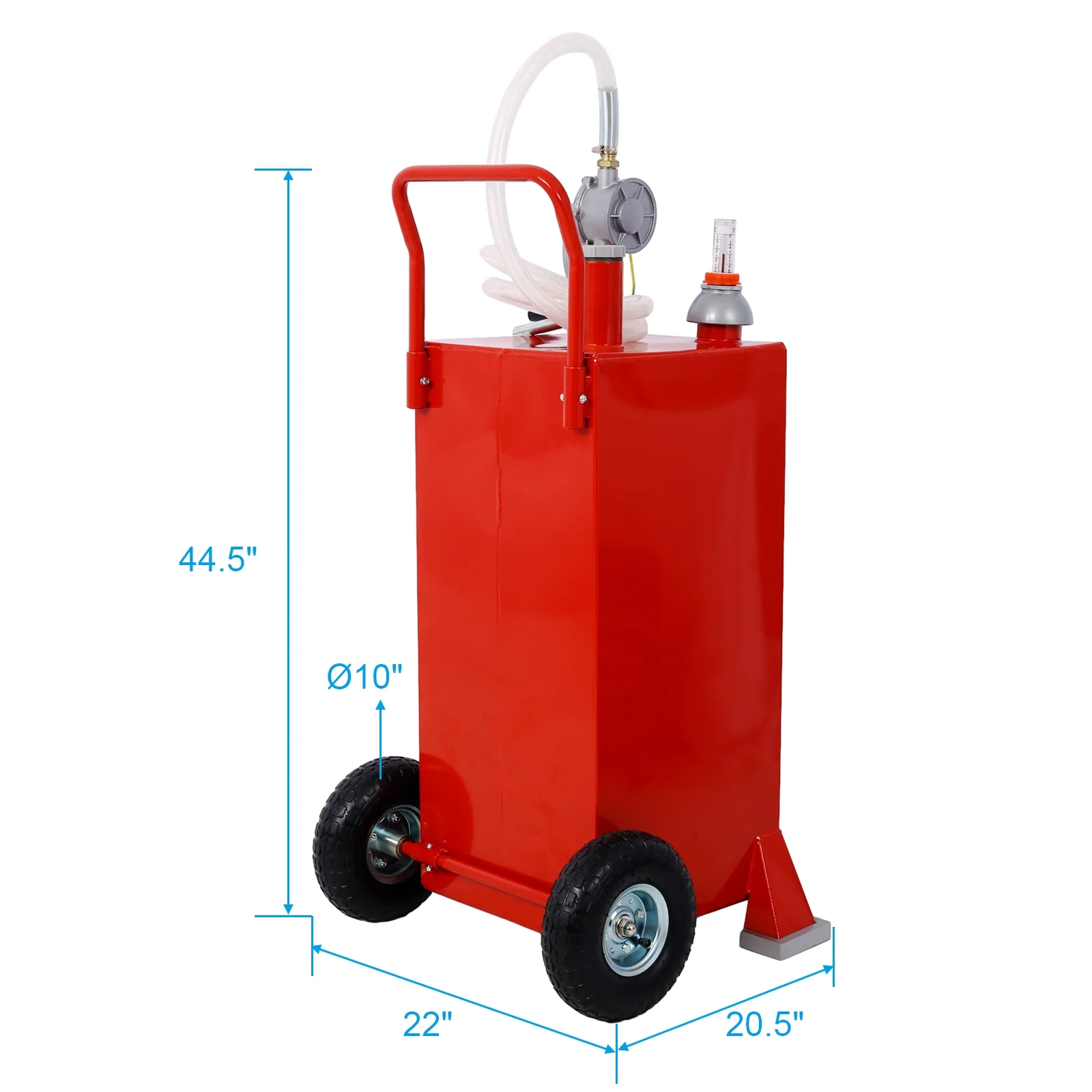 Tabaray 30 Gallon Gas Caddy With Wheels, Fuel Transfer Tank Gasoline Diesel Can Reversible Rotary Hand Siphon Pump, Fuel Storage Tank For Automobiles ATV Car Mowers Tractors Boat Motorcycle(Red)