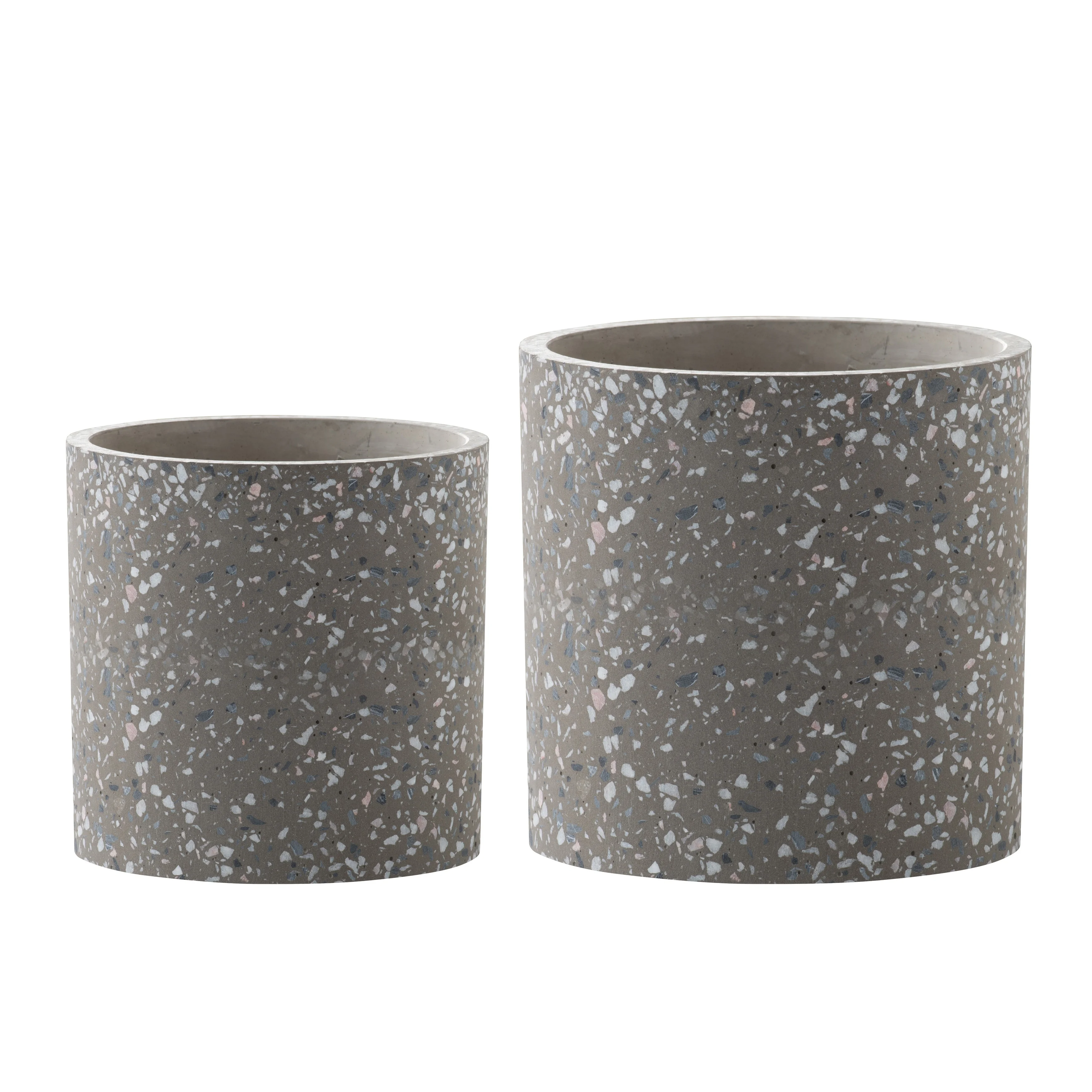 A&B Home Gray Confetti Terrazzo Cylinder Planters (Set of 2)