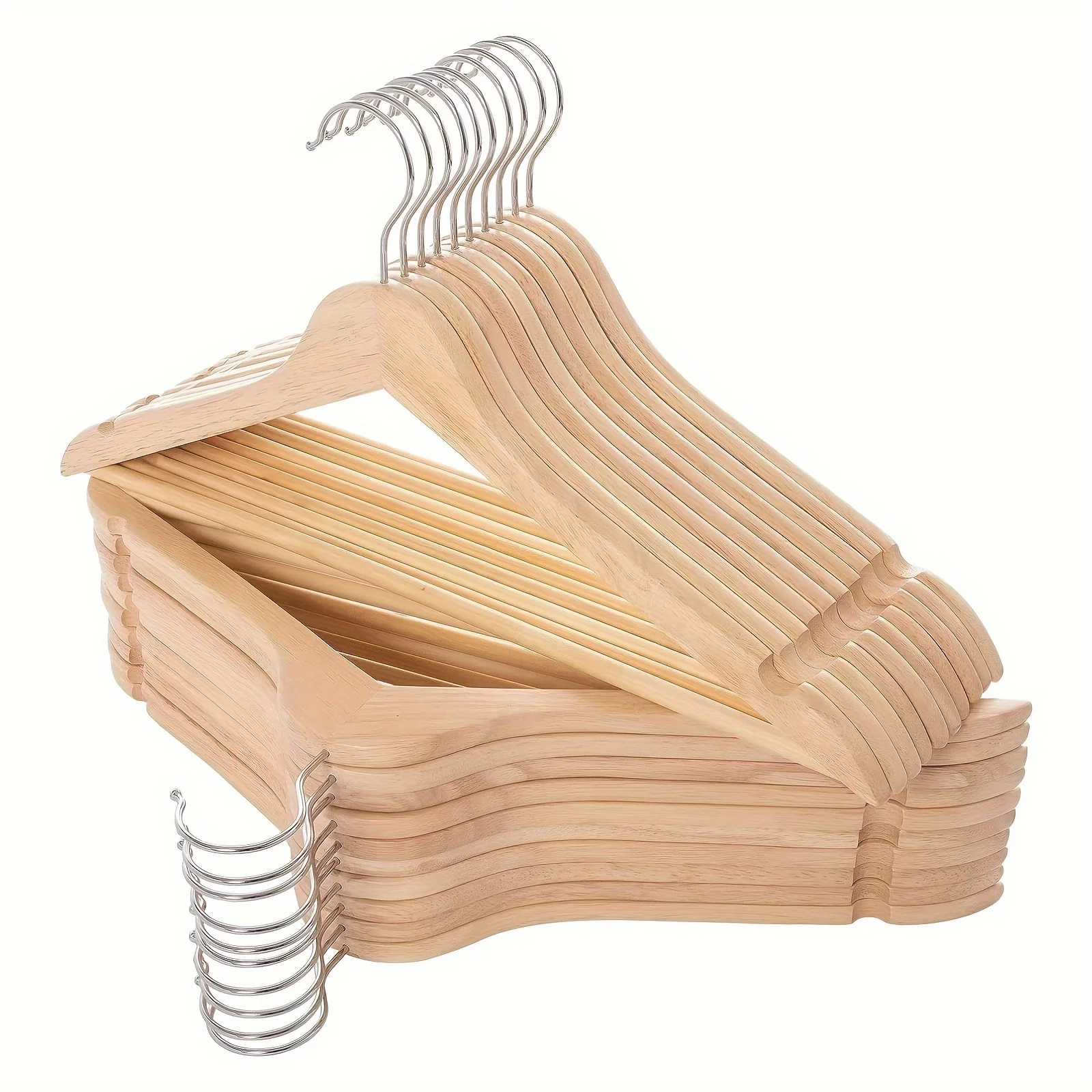Solid Wooden Hangers 20 Pack, Wood Suit Hangers with Extra Smooth Finish, Precisely Cut Notches and Chrome Swivel Hook, Clothes Hangers for Shirt Coat Jacket Dress, Natural