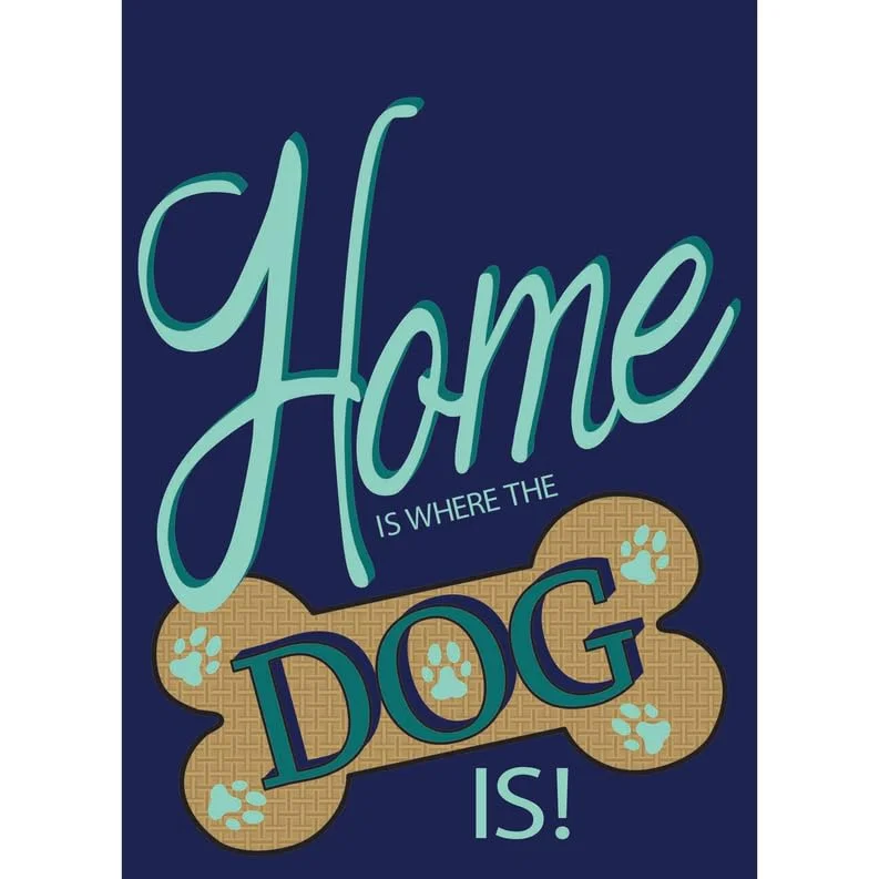 Magnolia Gardens  29 x 42 in. Double Applique Home Is Where The Dog Burlap Garden Flag - Large