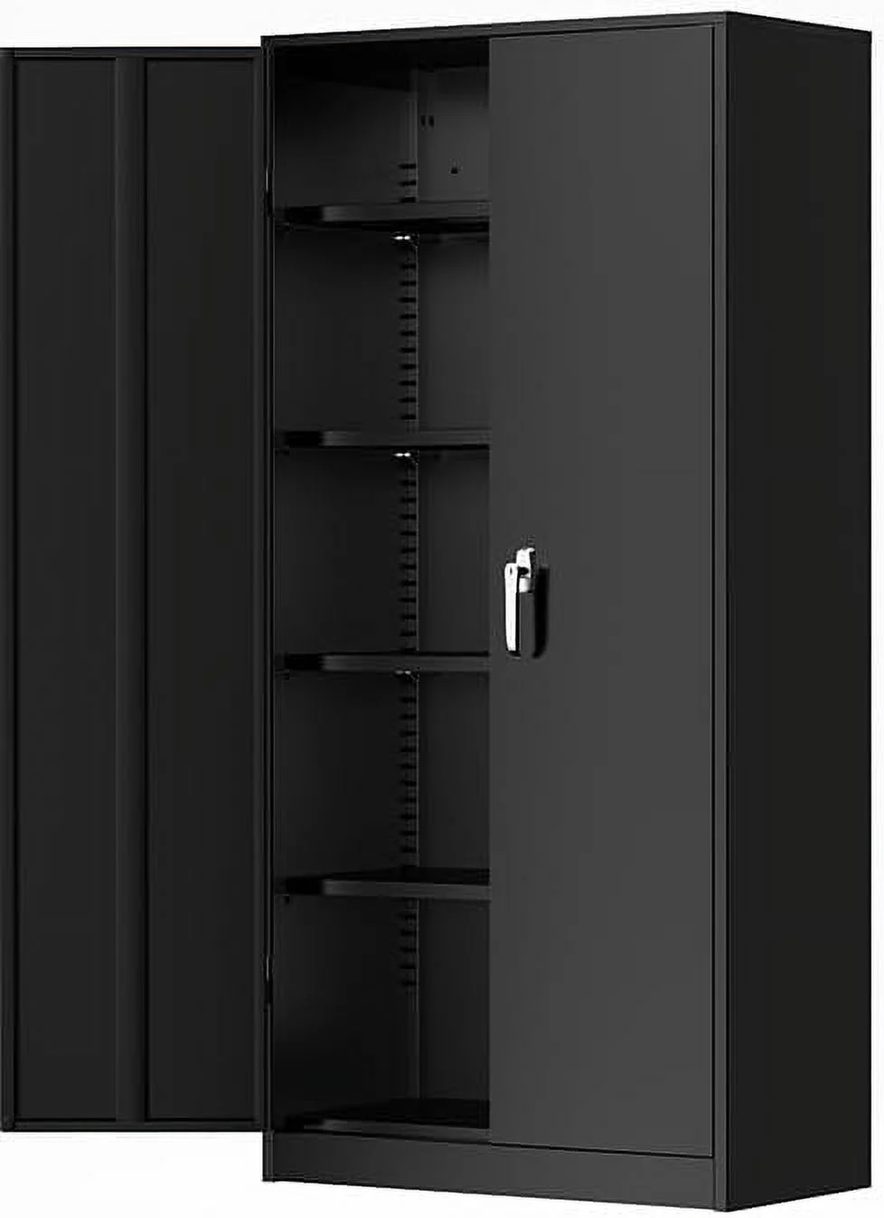 SJOPLMN Metal  Cabinet  72" Black Locking  Cabinets with Doors and 4 Shelves  Tall Tool  Cabinet for Garage  Steel Lockable File Cabinet Metal Locker for Home Office  Classroom