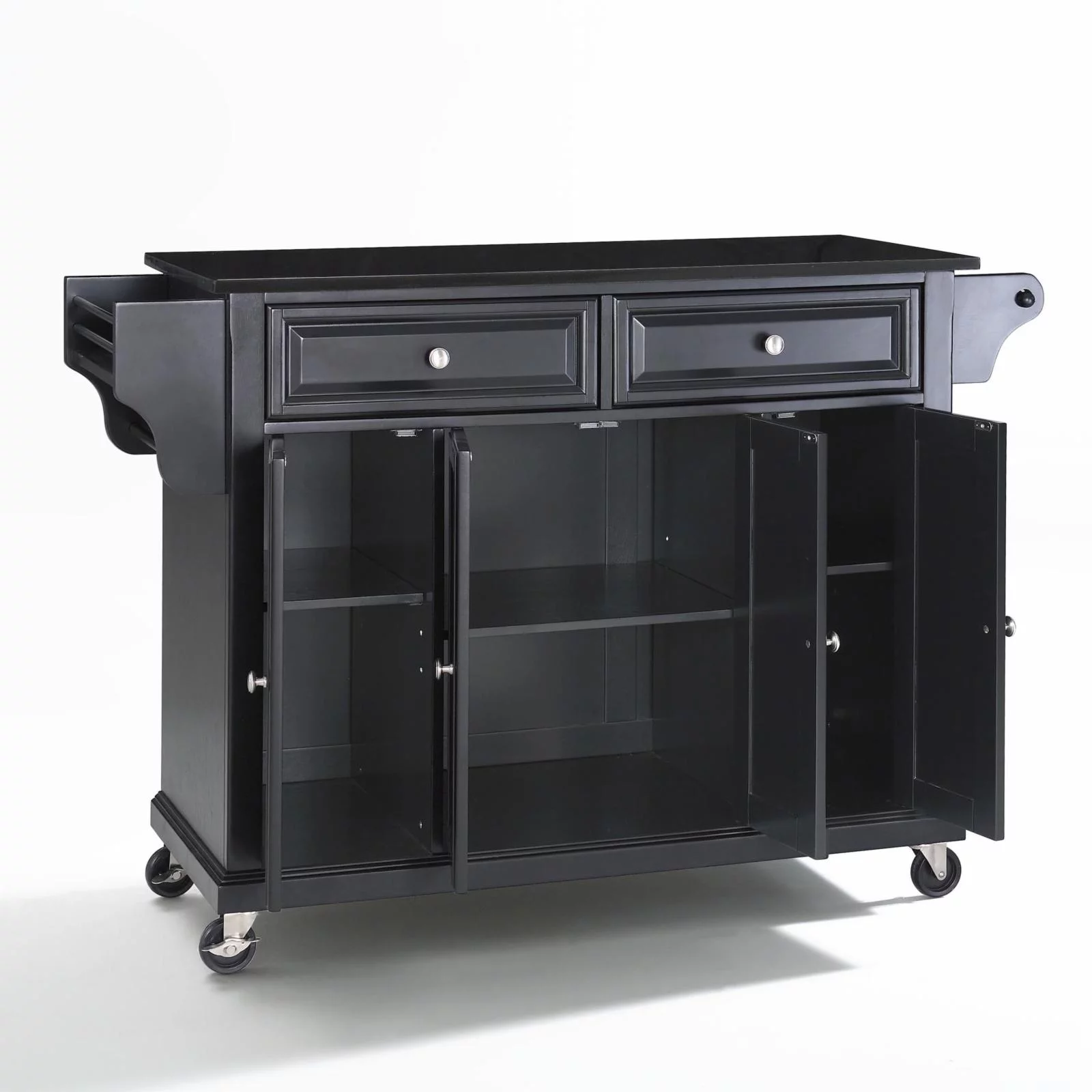 Crosley Furniture Wood/Solid Granite Kitchen Cart in White/Black