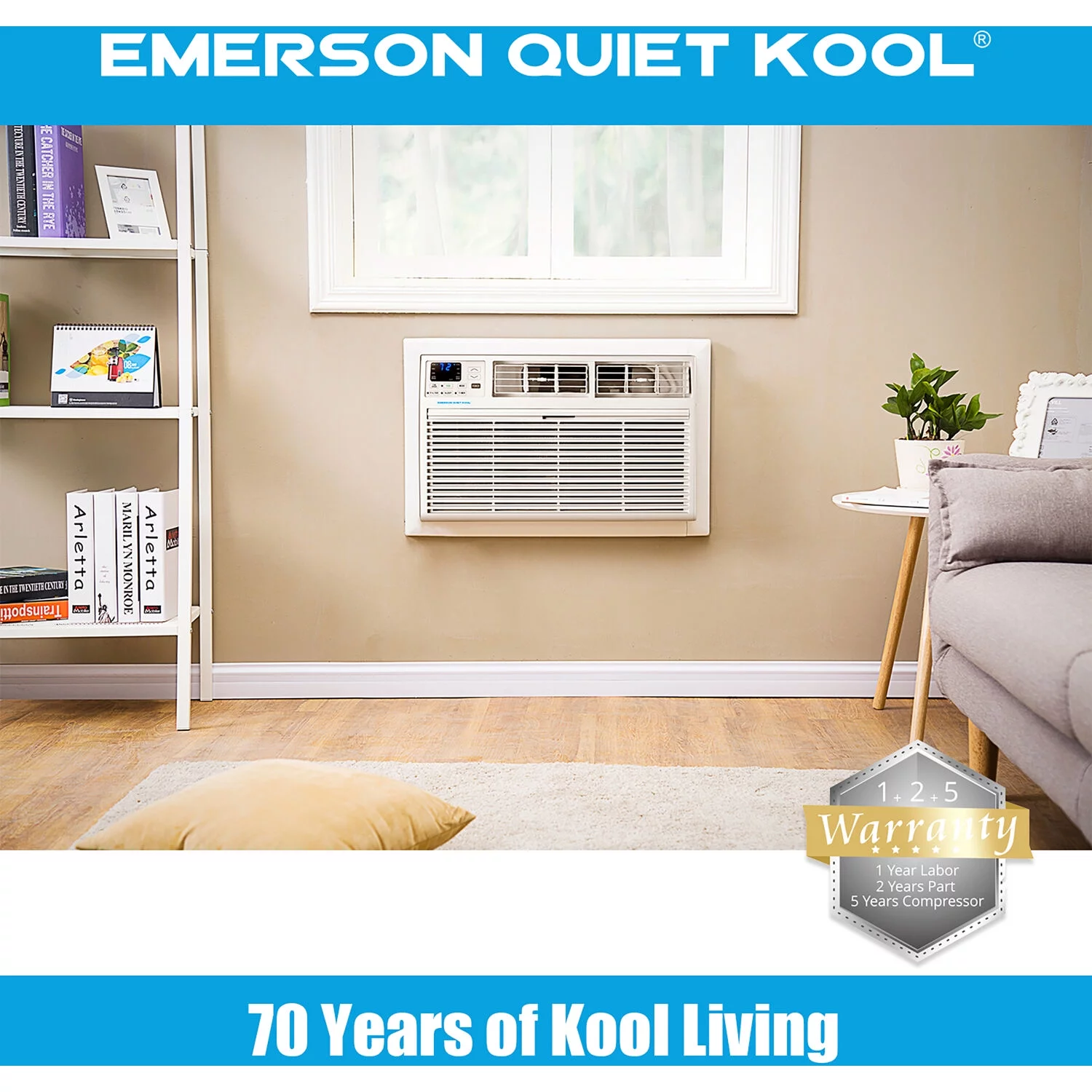 Emerson Quiet Kool 10,000 BTU 115-Volt Through-the-Wall Air Conditioner with Wi-Fi, White