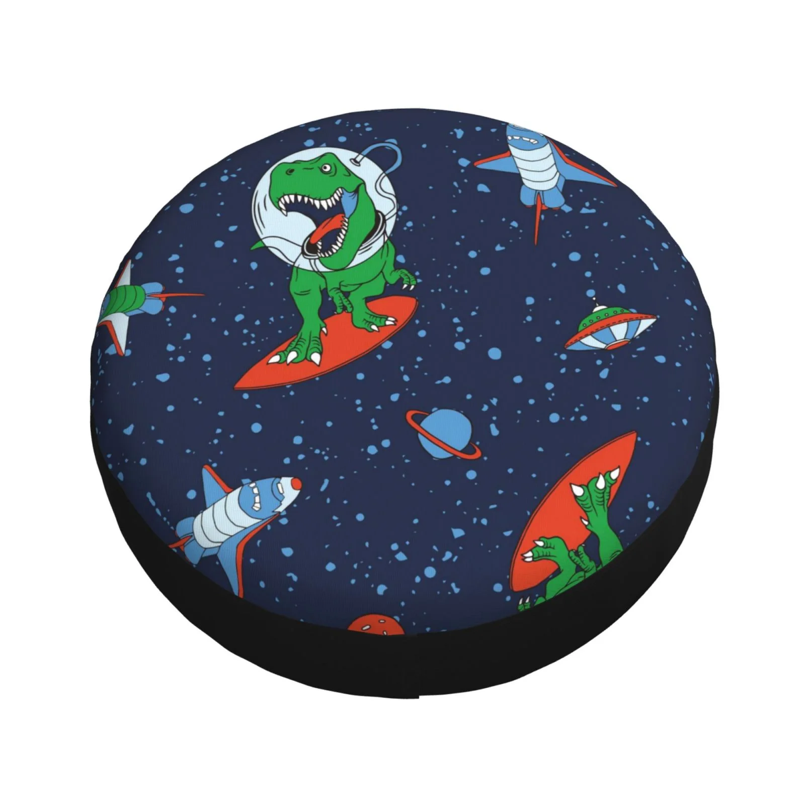 Easygdp Dinosaur Astronaut Space Surfing Wheel Sun Guard, Spare Tire Cover,Universal Trailer Suv Truck Camper Travel,Easy To Install And Remove -16 Inch