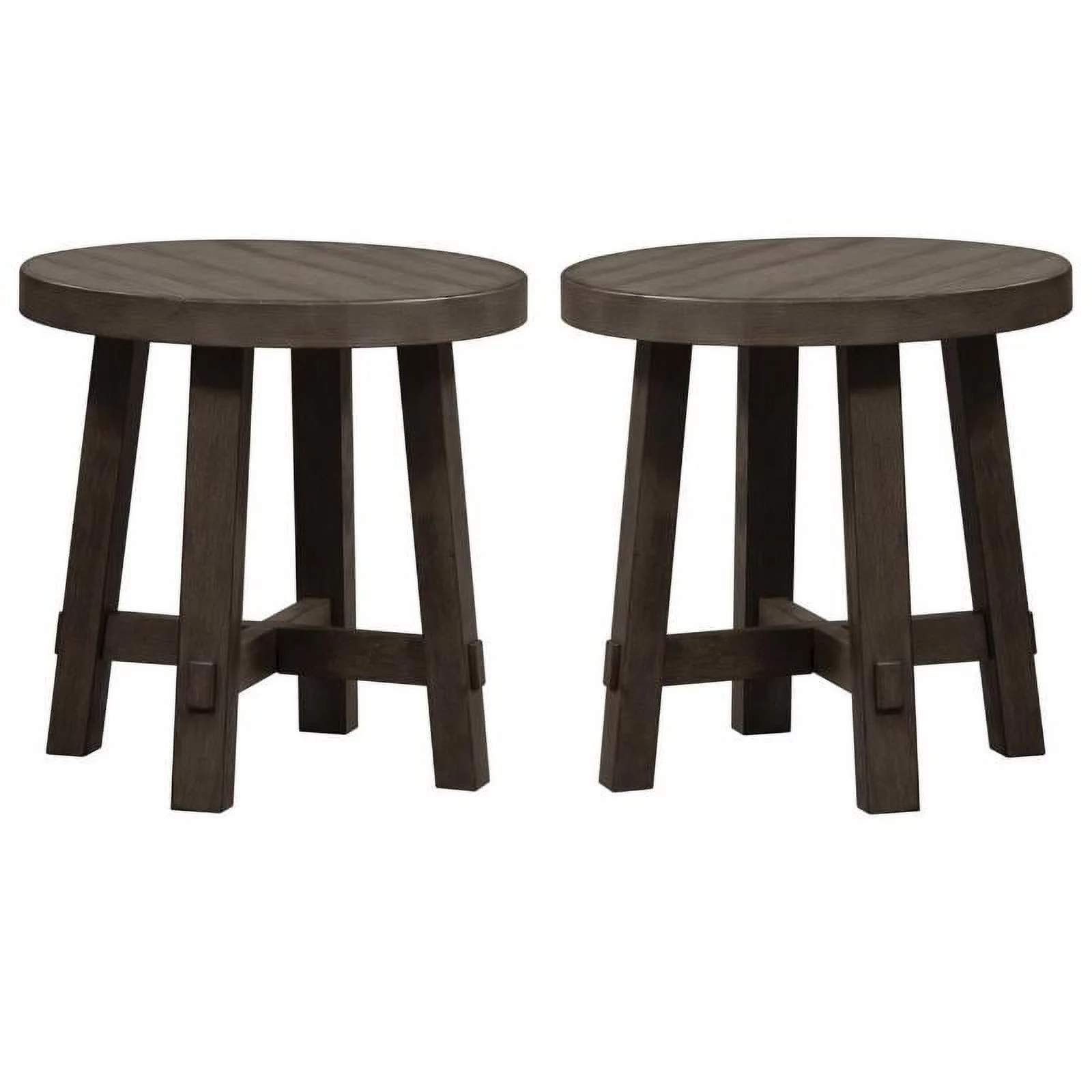 Home Square 2-Piece Furniture Modern Splay Leg Round End Table Set