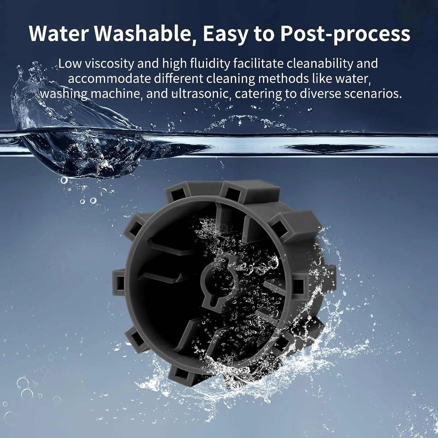 ANYCUBIC Water Washable ABS-Like 3D Printer Resin, High Toughness and Durability, High Precision and Easy to Post-Process, Low Odor, Wide Compatibility for All LCD Resin 3D Printers (Black, 1kg)