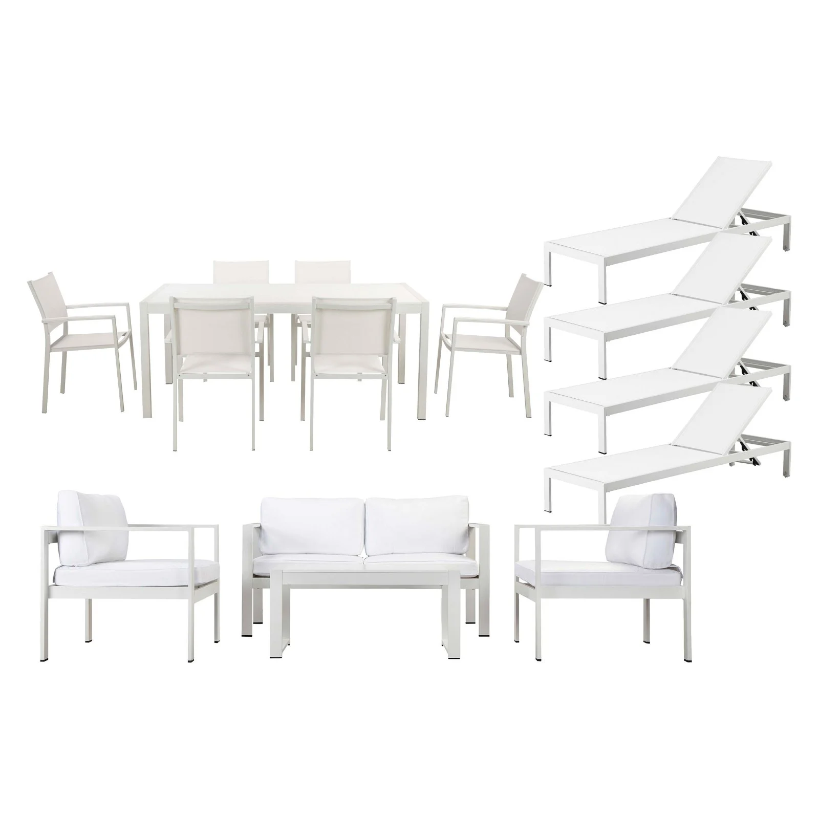 Pangea Home Karen Aluminum 15 Piece Patio Dining and Conversation Set