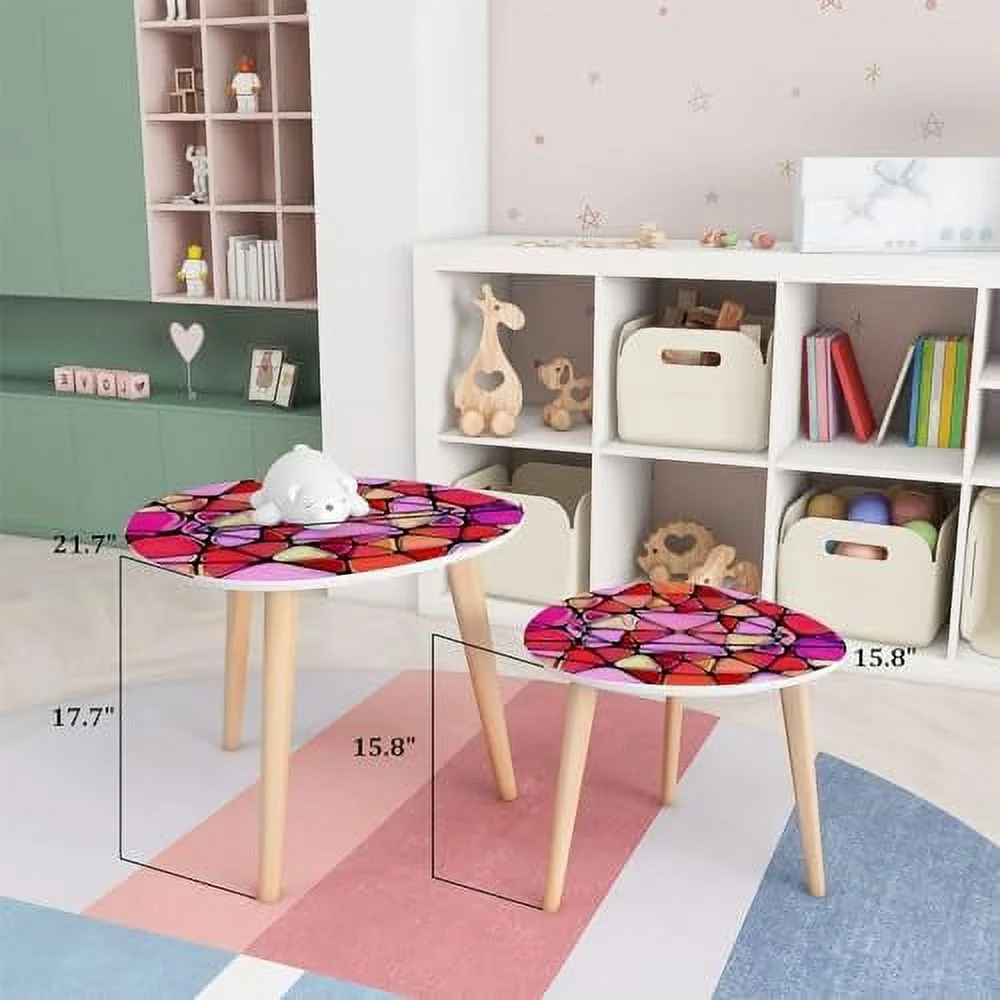 TQJKLFDY Small Coffee Nesting  Abstract Stained Glass Mosaic Triangle End  Center   Modern   Room Bedroom Balcony