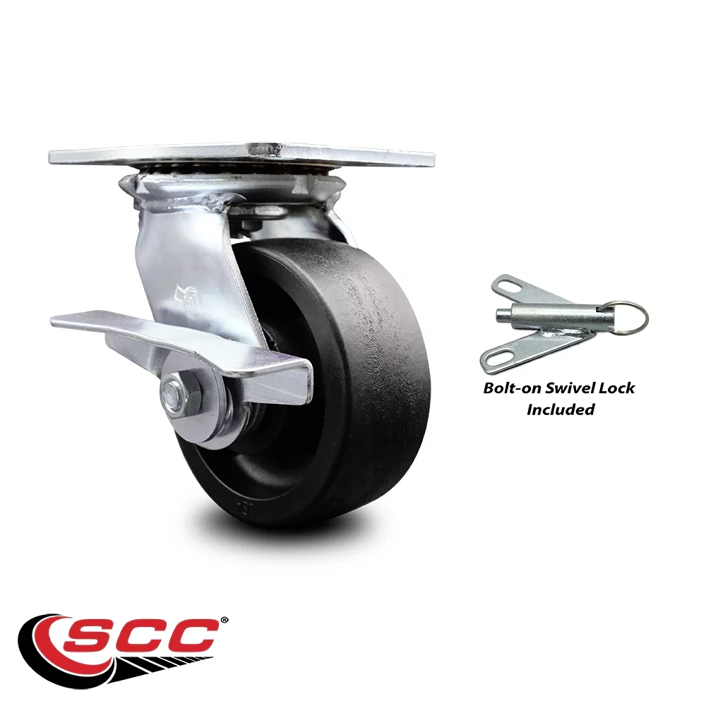 Heavy Duty Large Top Plate Glass Filled Nylon Swivel Caster w/5