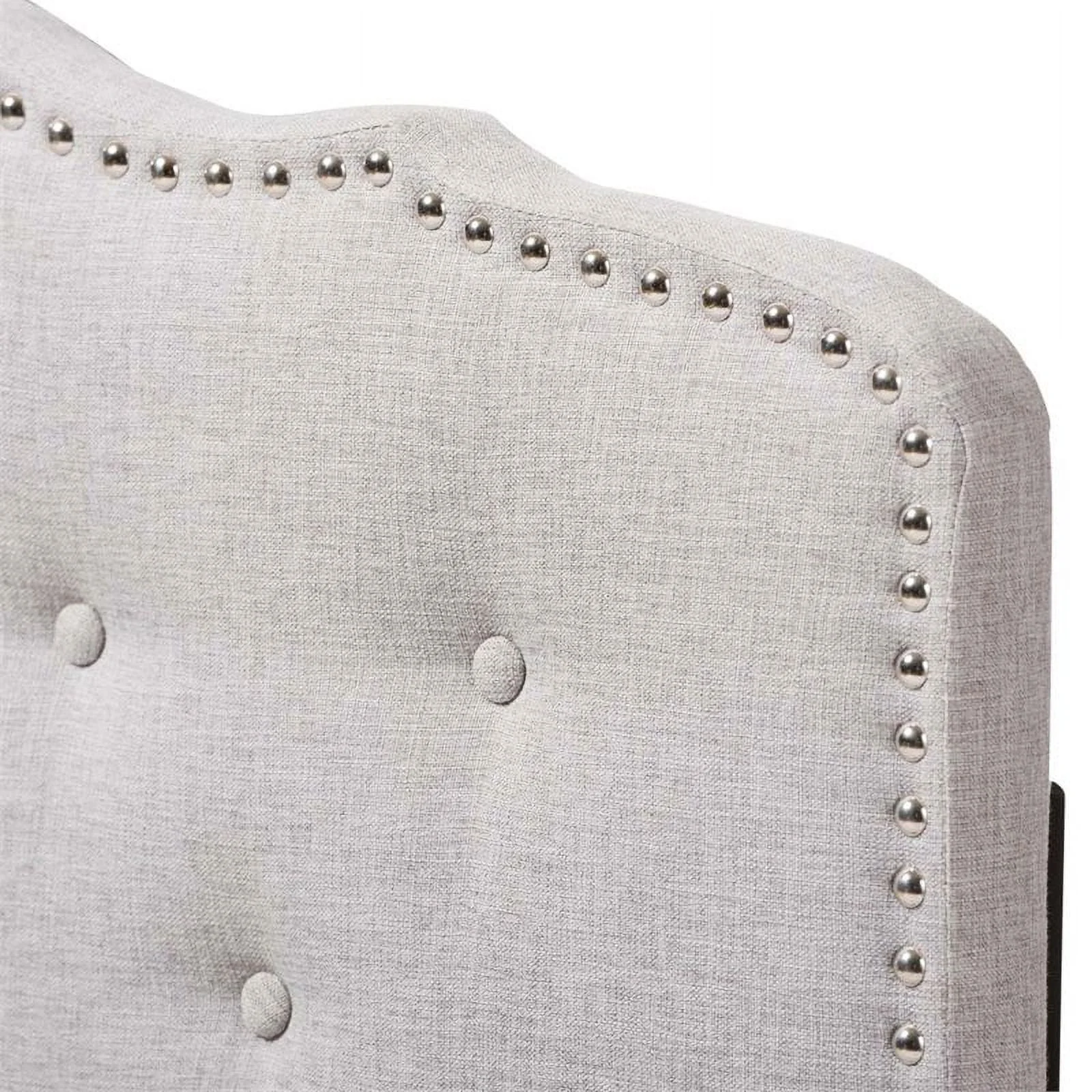 Bowery Hill Modern Fabric Tufted Twin Headboard in Grayish Beige